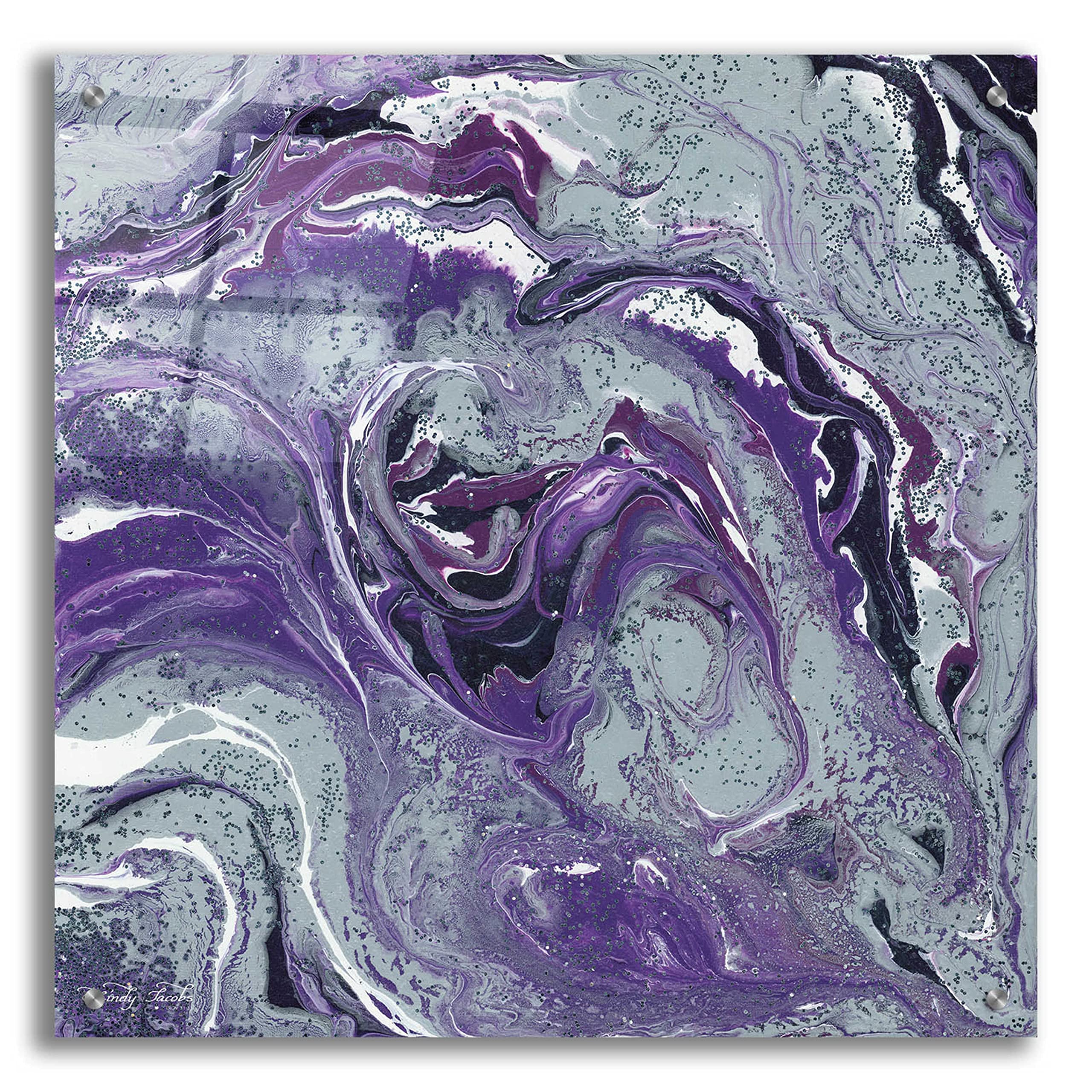 Abstract in Purple I by Cindy Jacobs - 24x24 Inch Acrylic Glass Wall Art Painting, Modern Home Decor for Living Room, Bedroom & Office | Vibrant Contemporary Artwork