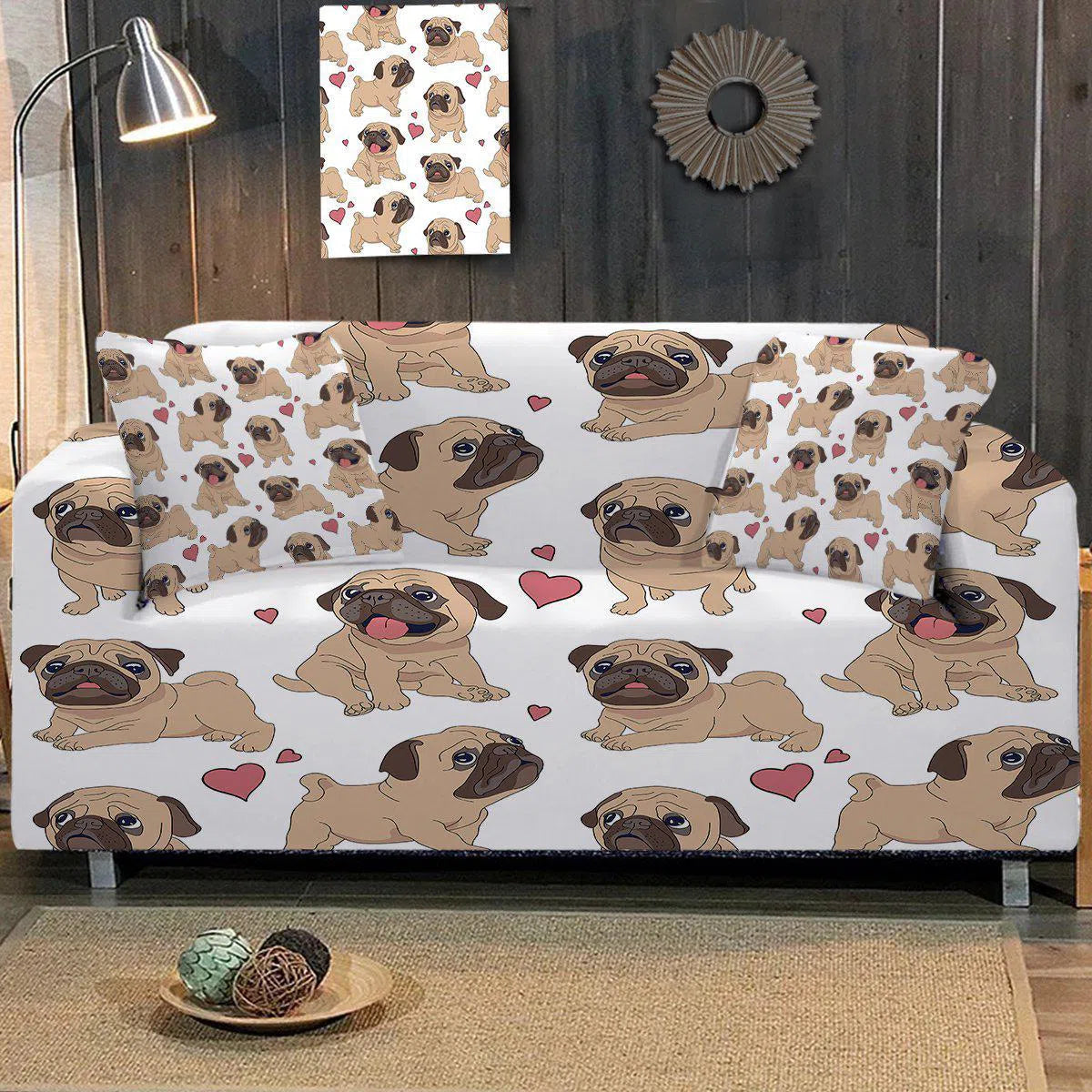 Pug Lover's Couch Cover - Soft & Durable Dog-Themed Sofa Protector for Pet Owners - Perfect for Living Room Decor & Pet-Friendly Homes