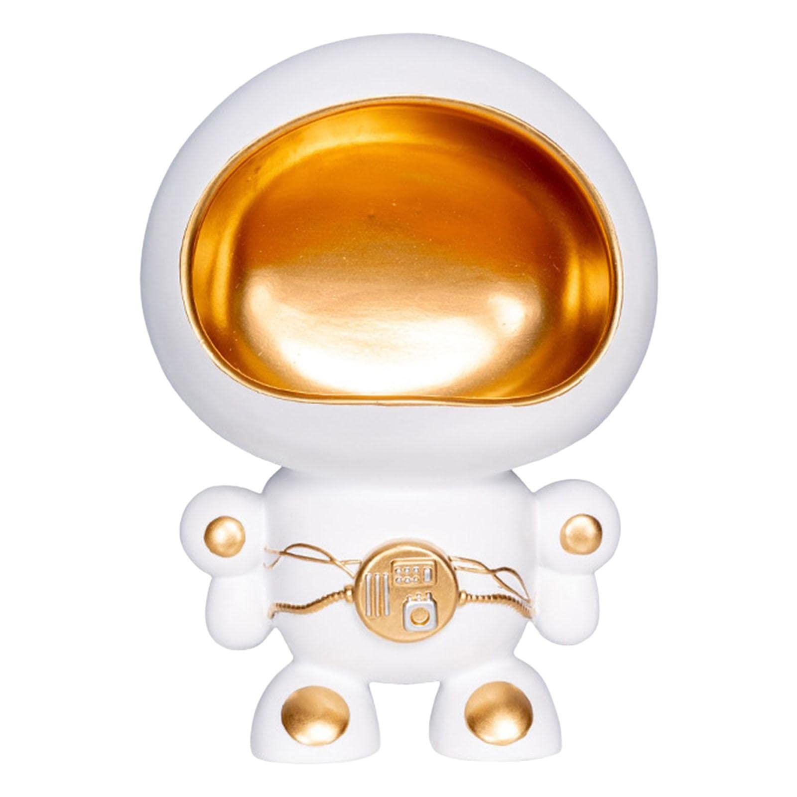Nordic Astronaut Figurine Wall Mounted Storage Holder - Key Organizer, Snack Bowl & Home Decor for Office, Living Room & Bedroom | Space-Themed Container for Keys, Jewelry, Dried Fruits & Small Items