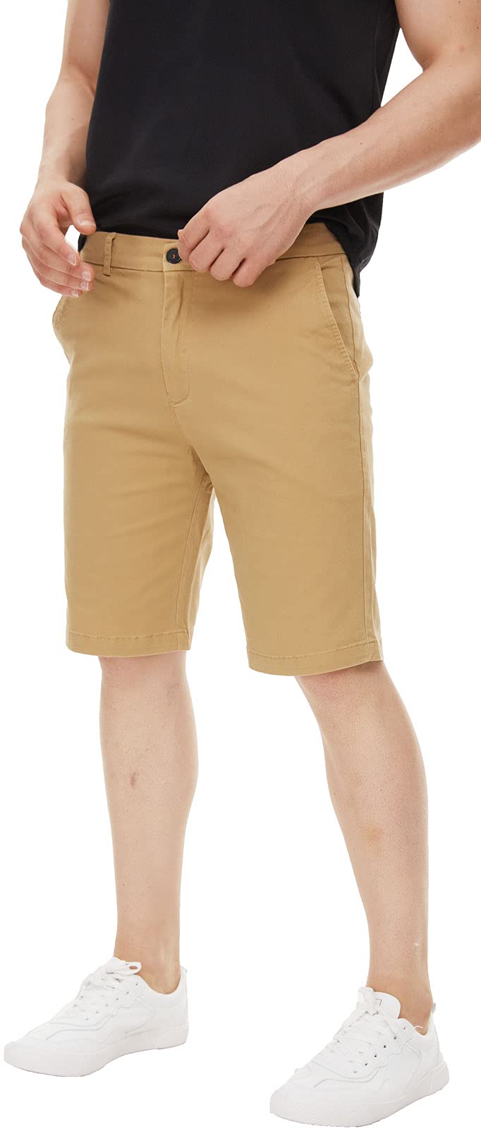 Men's Slim Fit Khaki Chino Shorts - 9 Inch Inseam, Plaid & Plain Styles | Casual Summer Wear, Beach Outings & Weekend Comfort