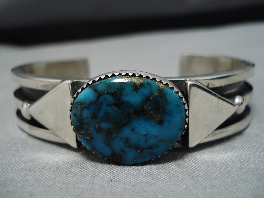 Authentic Vintage Navajo Sterling Silver Turquoise Bracelet – Handmade Native American Jewelry for Women, Perfect for Boho & Southwest Fashion