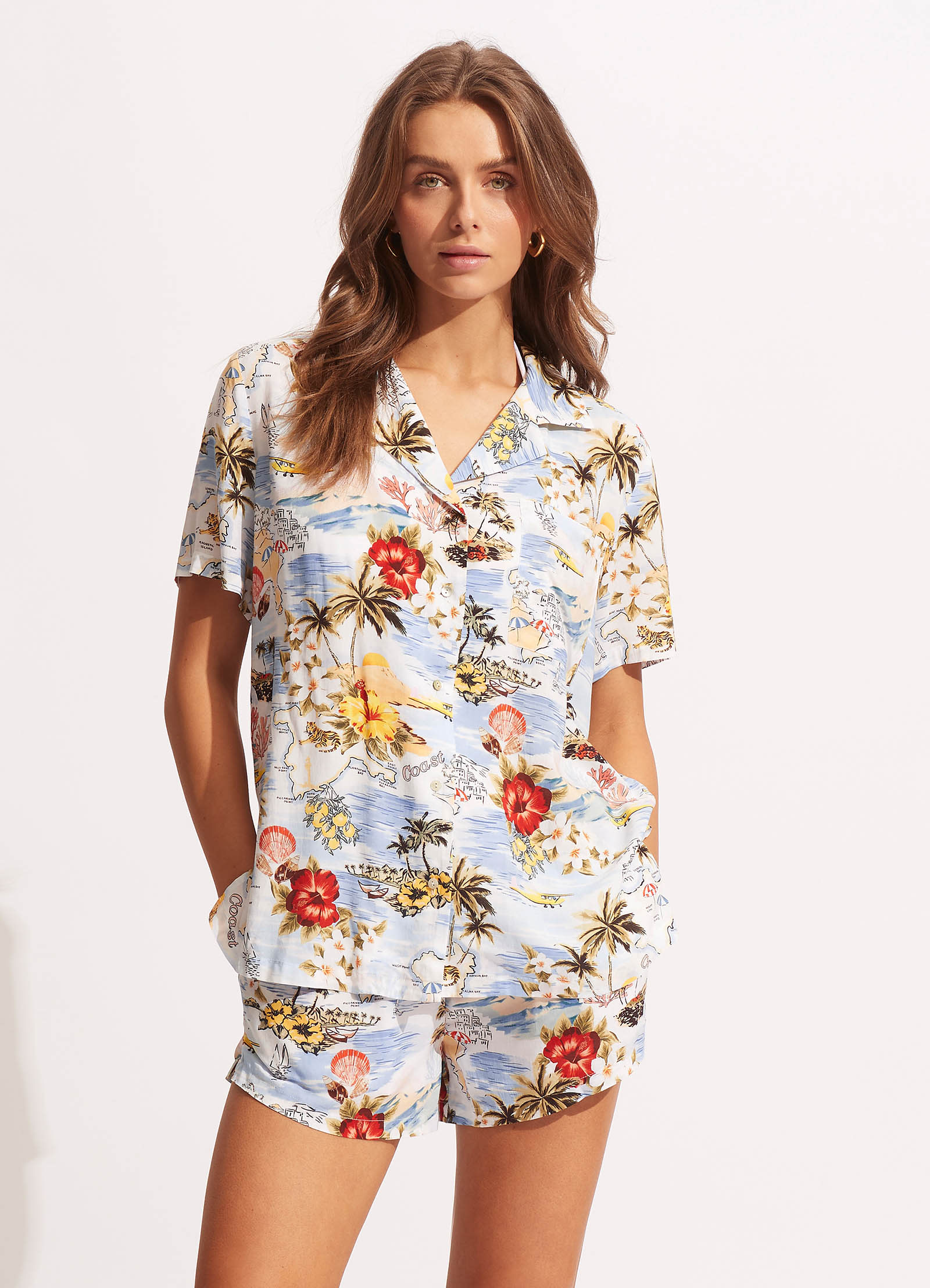 Coast To Coast Resort Shirt - Powder Blue | Comfortable Casual Wear for Beach Vacations & Summer Getaways