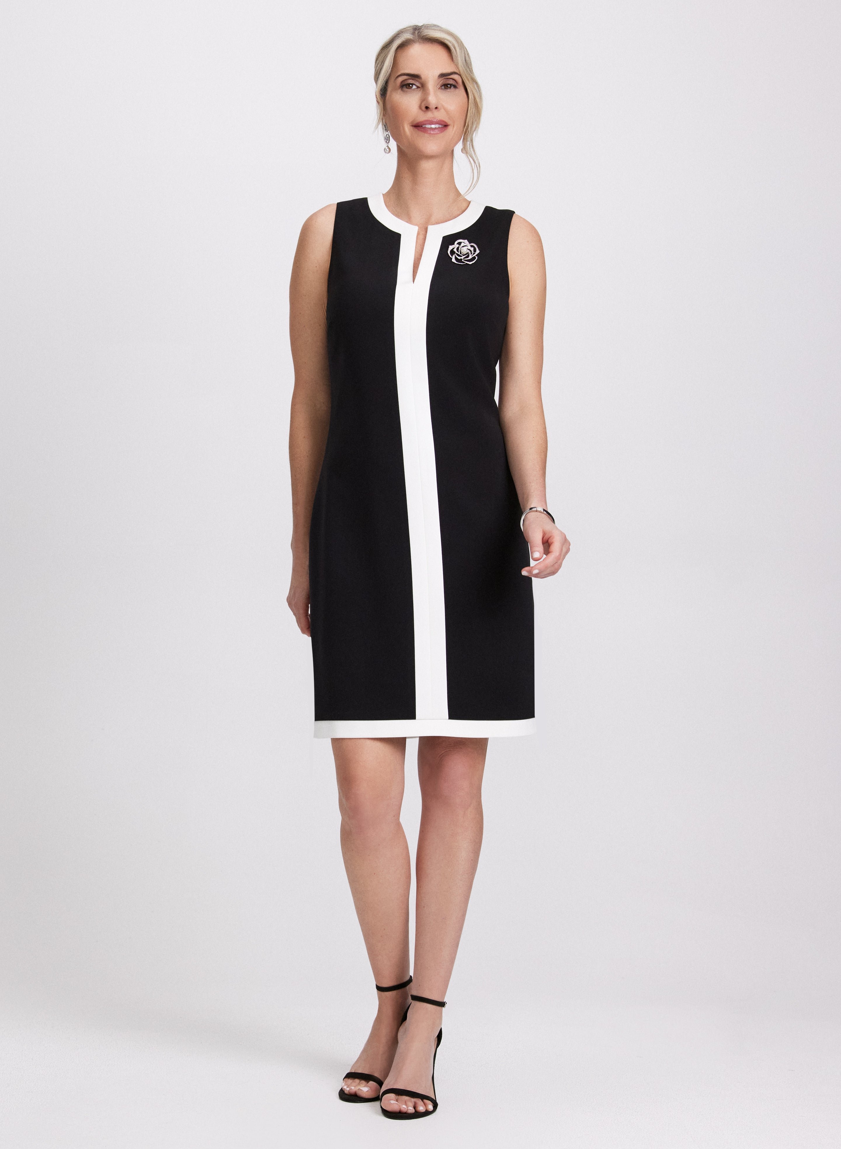 Elegant Contrast Trim Dress for Women - Stylish & Comfortable A-Line Dress for Parties, Work & Casual Wear