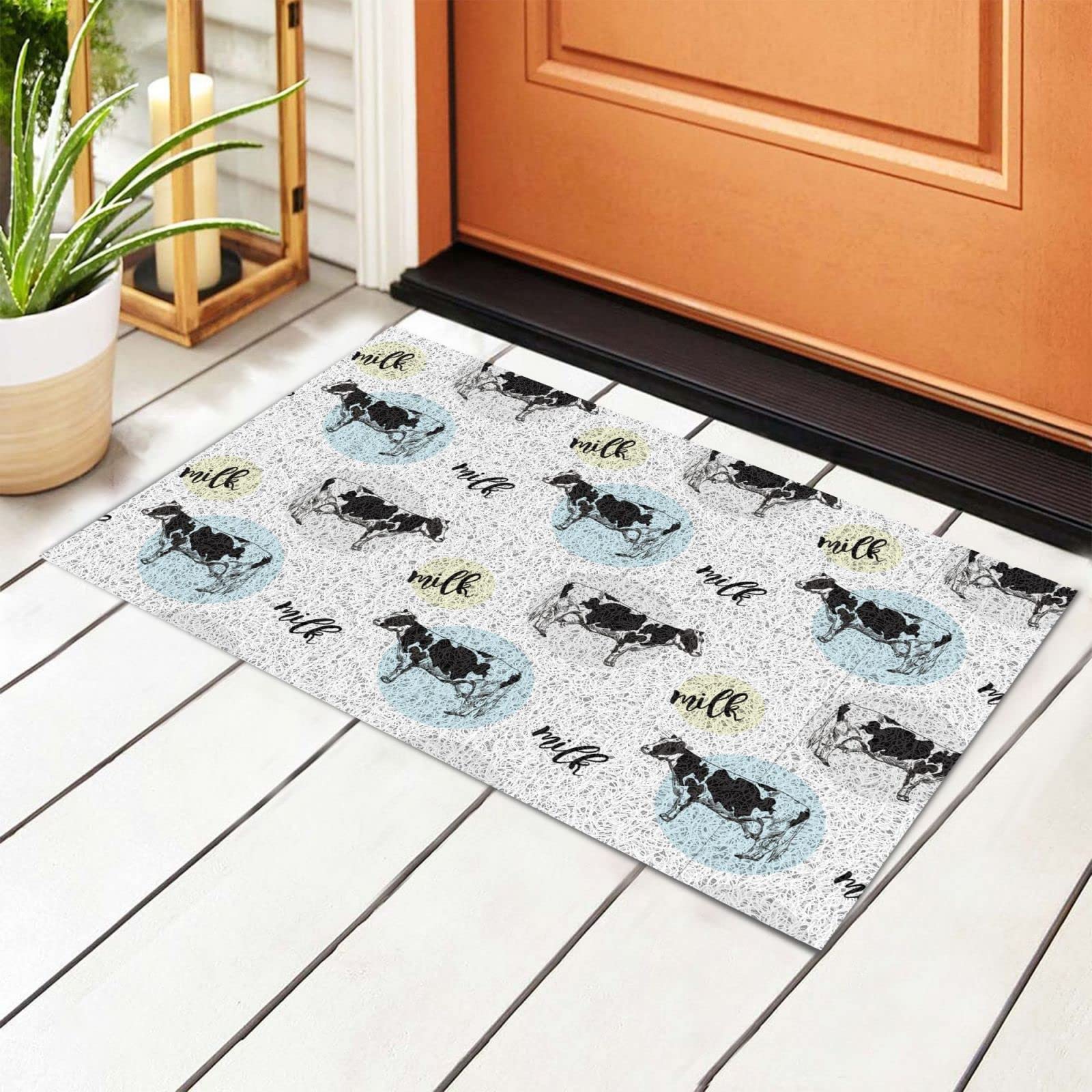 Cute Cow Welcome Mat - Non-Slip Absorbent Rug for Home Decor