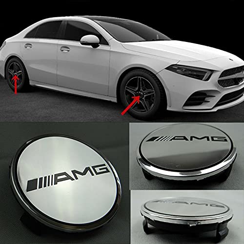 KubaY-Design Chrome Wheel Center Caps & Badge Emblems for Mercedes-Benz C/CL/CLS/G/GL/ML/S/SL Class - Premium Hubcap Decals for Luxury Car Customization (Perfect for Car Shows & Vehicle Upgrades)