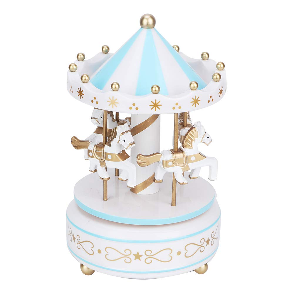 Uxsiya Carousel Music Box - Blue for Christmas, Wedding & Birthday Gifts