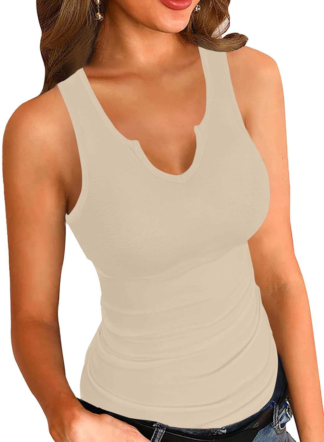 Heydonic Women's Ribbed Slim Fit Tank Tops - Basic Sleeveless Workout Shirts for Summer | Sexy Sporty Cami Blouse for Gym, Yoga & Casual Wear