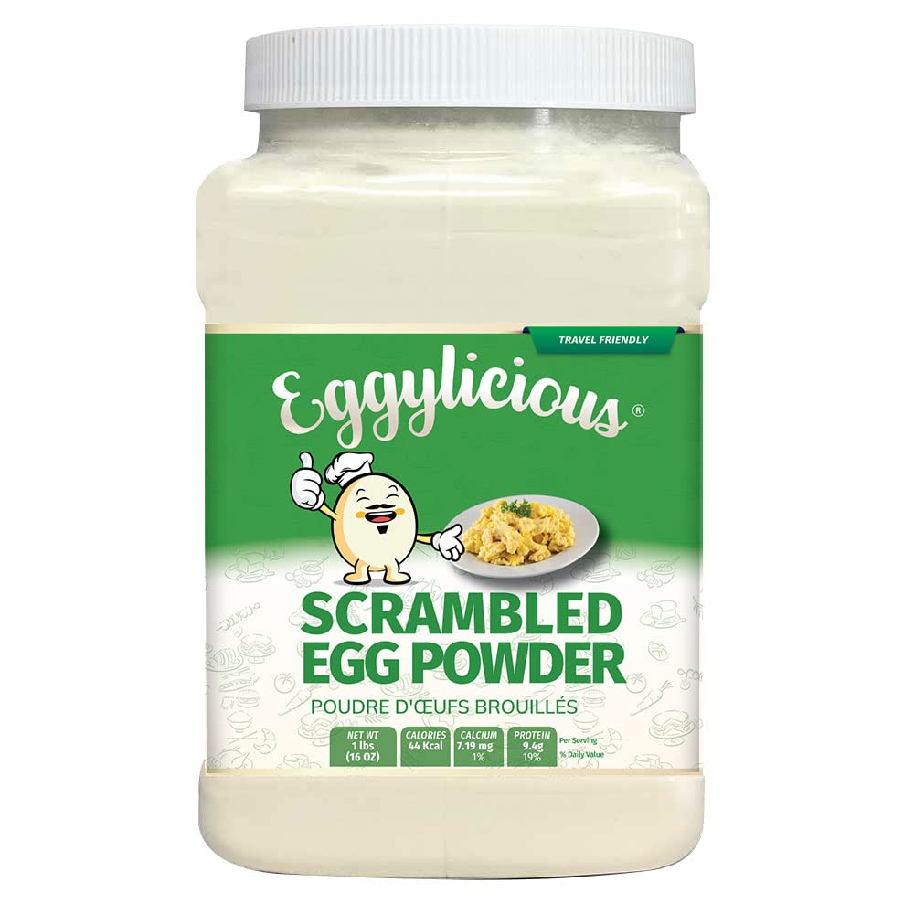 Eggylicious Egg Scramble Mix - Hormone-Free Whole Eggs | High Protein Breakfast | Easy Camping & Backpacking Food | Preservative-Free | 1 lb Jar | Perfect for Outdoor Adventures, Quick Meals & Healthy Eating