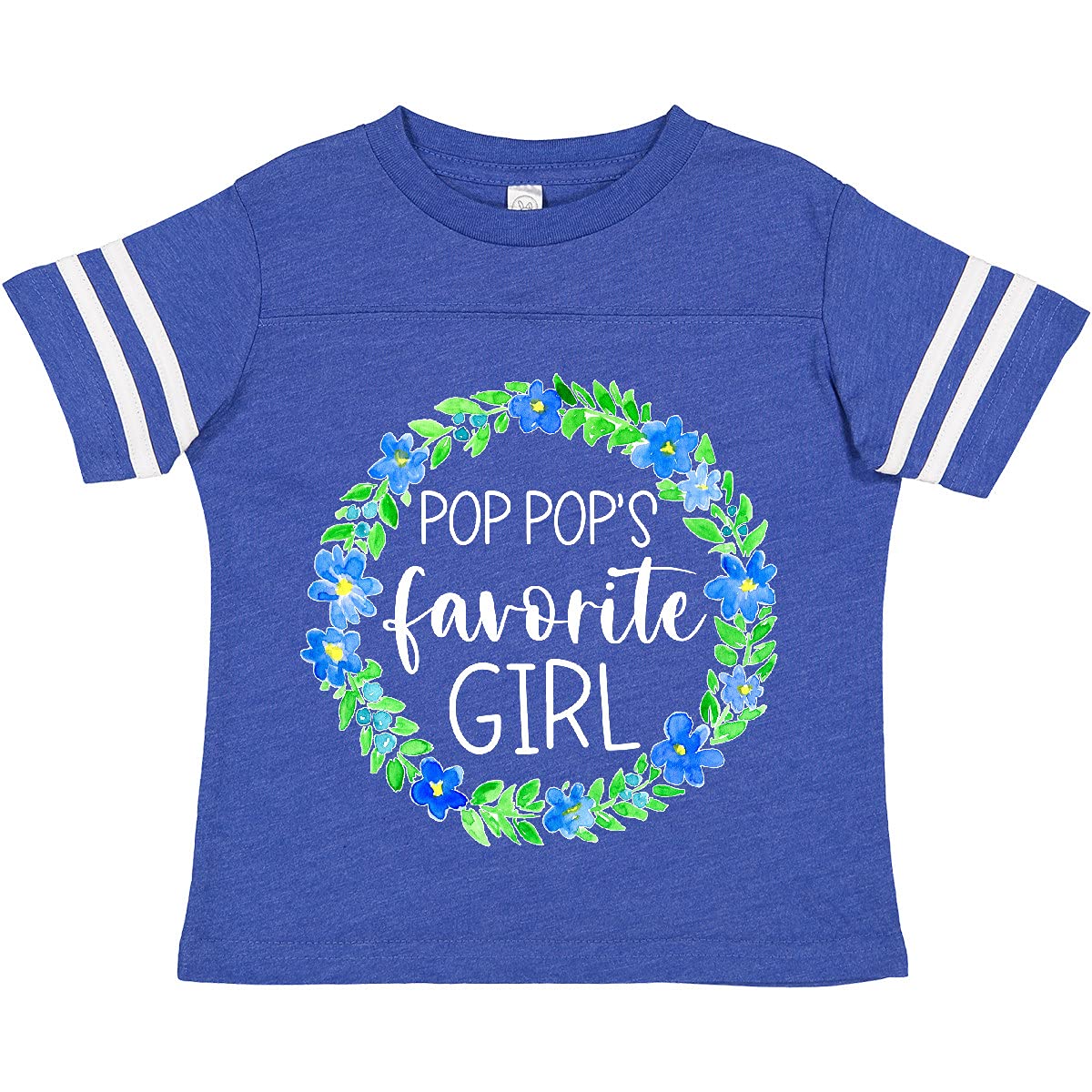 Inktastic Pop Pop's Favorite Girl Blue Floral Wreath Toddler T-Shirt - Cute Baby Girl Outfit for Family Photos & Special Occasions