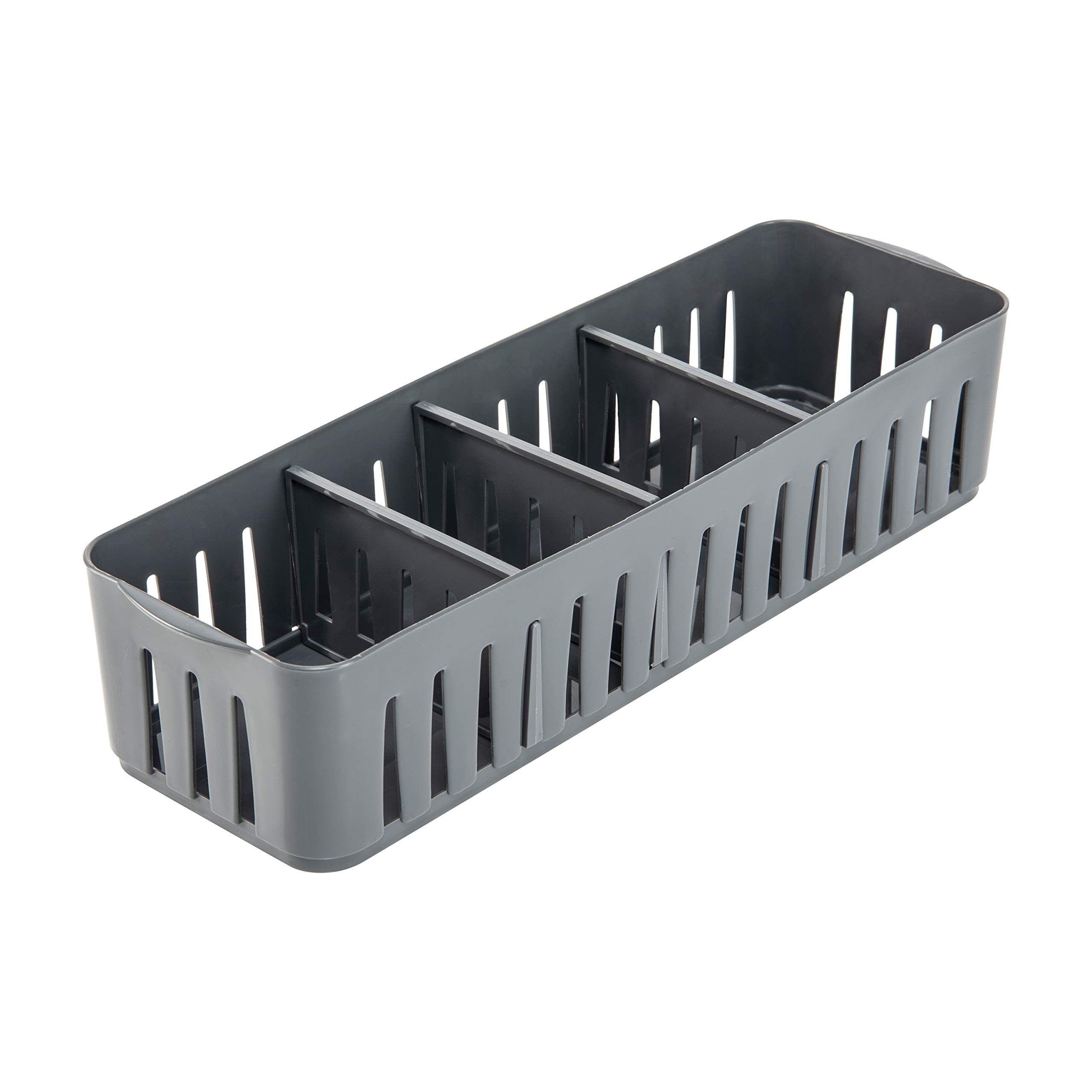 4-Compartment Stackable Storage Bin - Adjustable Dividers for Office, Bathroom & Dorm Organization