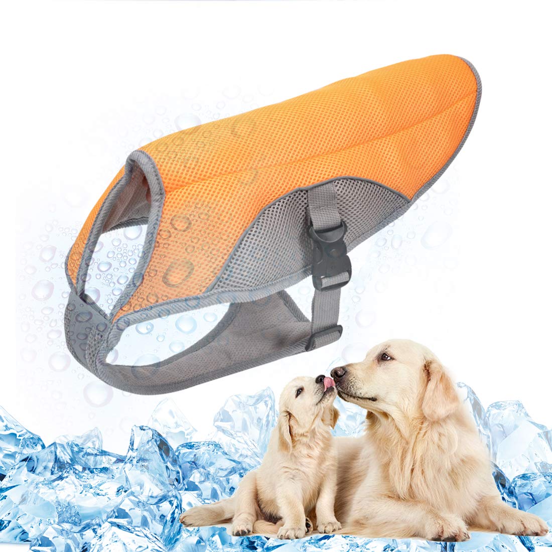 Breathable Mesh Dog Cooling Vest - Adjustable Summer Dog Coat with Reflective Strip | UV Protection & Comfort for Large, Medium, Small Dogs (Orange, XL) | Perfect for Outdoor Walks, Hiking & Hot Weather