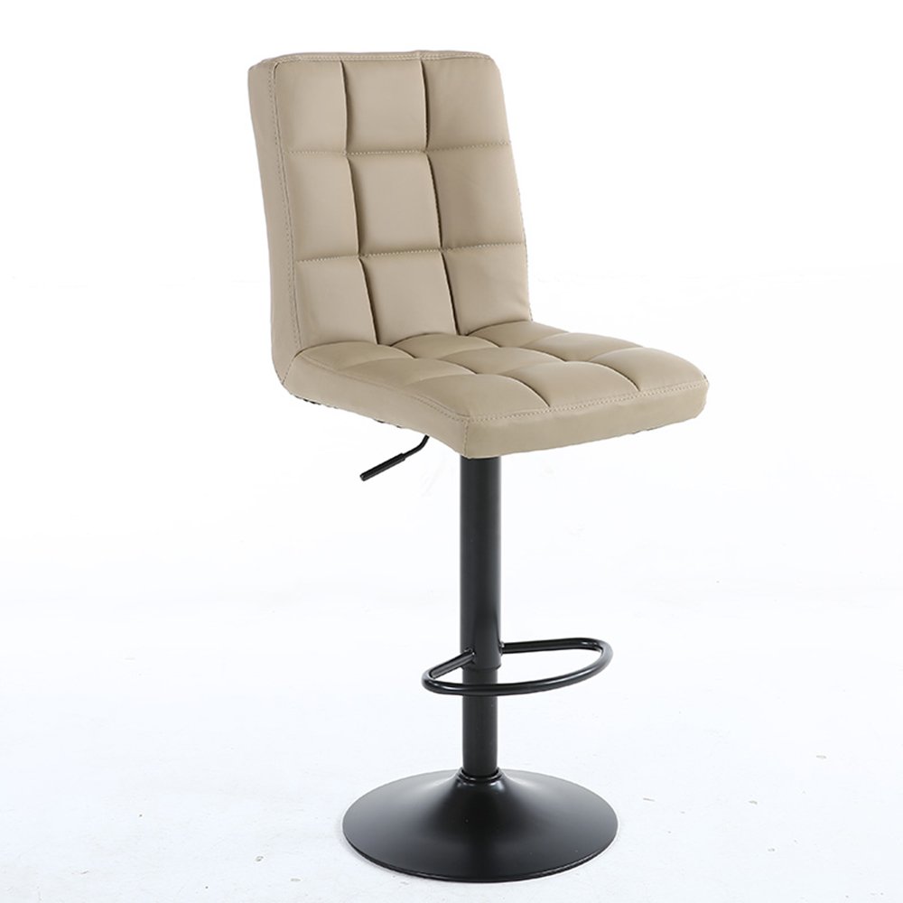 Heavy Duty Iron Swivel Bar Stool - Adjustable Height Counter Stool for Home, Office, Salon & Makeup Station - Khaki Industrial Style Chair for Kitchen Island, Reception Desk & Beauty Parlor