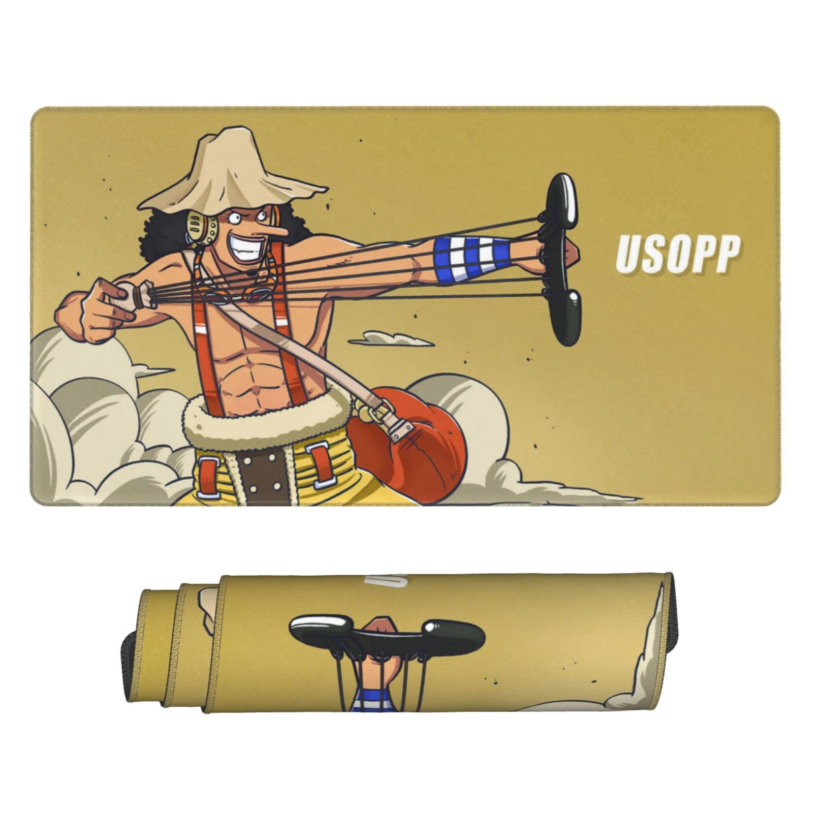 One Piece Usopp Anime Mouse Pad - Large 15.8x29.5 Inch Non-Slip Rubber Base Gaming Mouse Mat for Laptop & PC, Cute Kawaii Desk Pad for Office Work, Gaming, and Kids Studying - Perfect for Anime Fans & Gamers