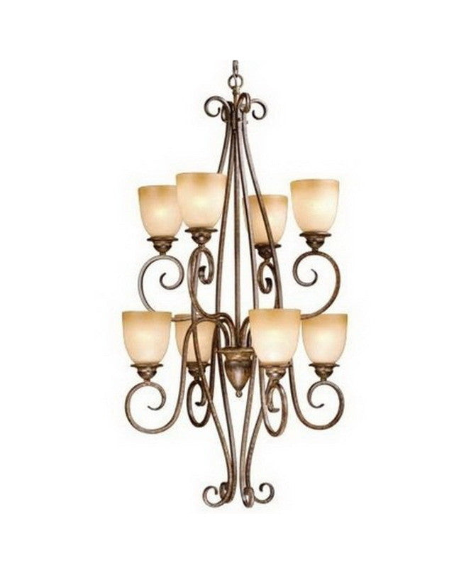 Vaxcel Lighting CH35908 AW 8-Light Hanging Chandelier in Aged Walnut Finish - Elegant Dining Room & Foyer Lighting Fixture for Modern Homes