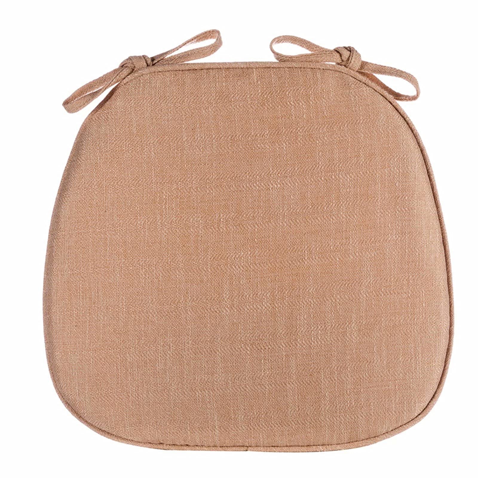 4-Pack Non-Slip Memory Foam U-Shaped Lace-Up Dining Chair Cushions for Kitchen & Dining Room - Beige Comfort Seat Covers for Home, Restaurant, and Office Use