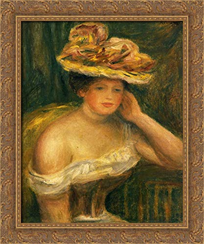 Pierre Auguste Renoir 'Woman Wearing A Corset' 20x24 Inch Gold Ornate Wood Framed Canvas Art Print - Perfect for Living Room, Bedroom & Office Wall Decor
