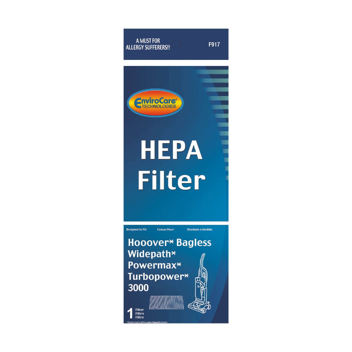 EnviroCare Hoover F917 HEPA Vacuum Filter Replacement - High Efficiency Air Purifier for Pet Hair, Dust & Allergens - Perfect for Home, Office & Car Cleaning