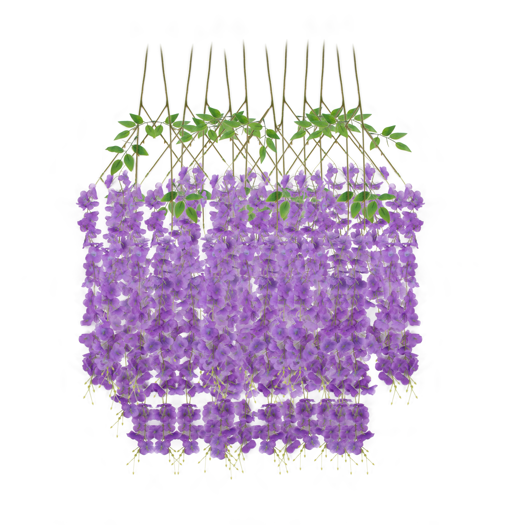 12 Pack Artificial Hanging Wisteria Vines - Realistic Lavender Silk Flower Stems for Home Decor, Wedding Centerpieces & Garden Party Decorations