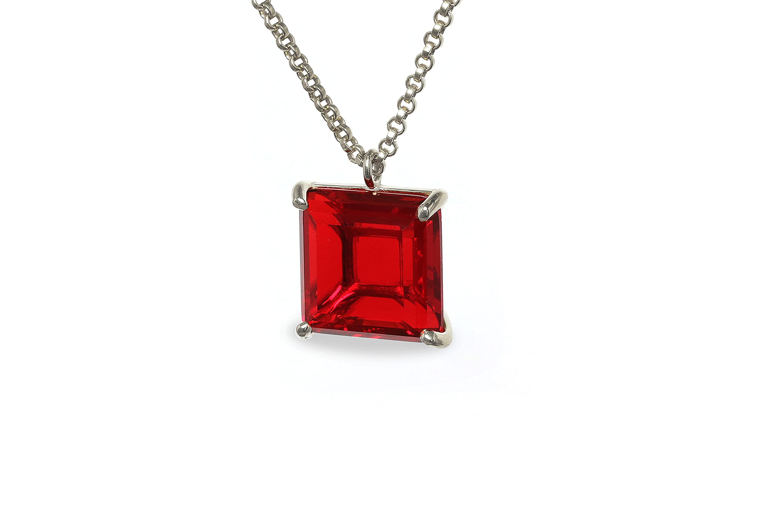 16MM Ruby Necklace for Women - Handmade Silver Birthstone Jewelry for Layering & Gifting
