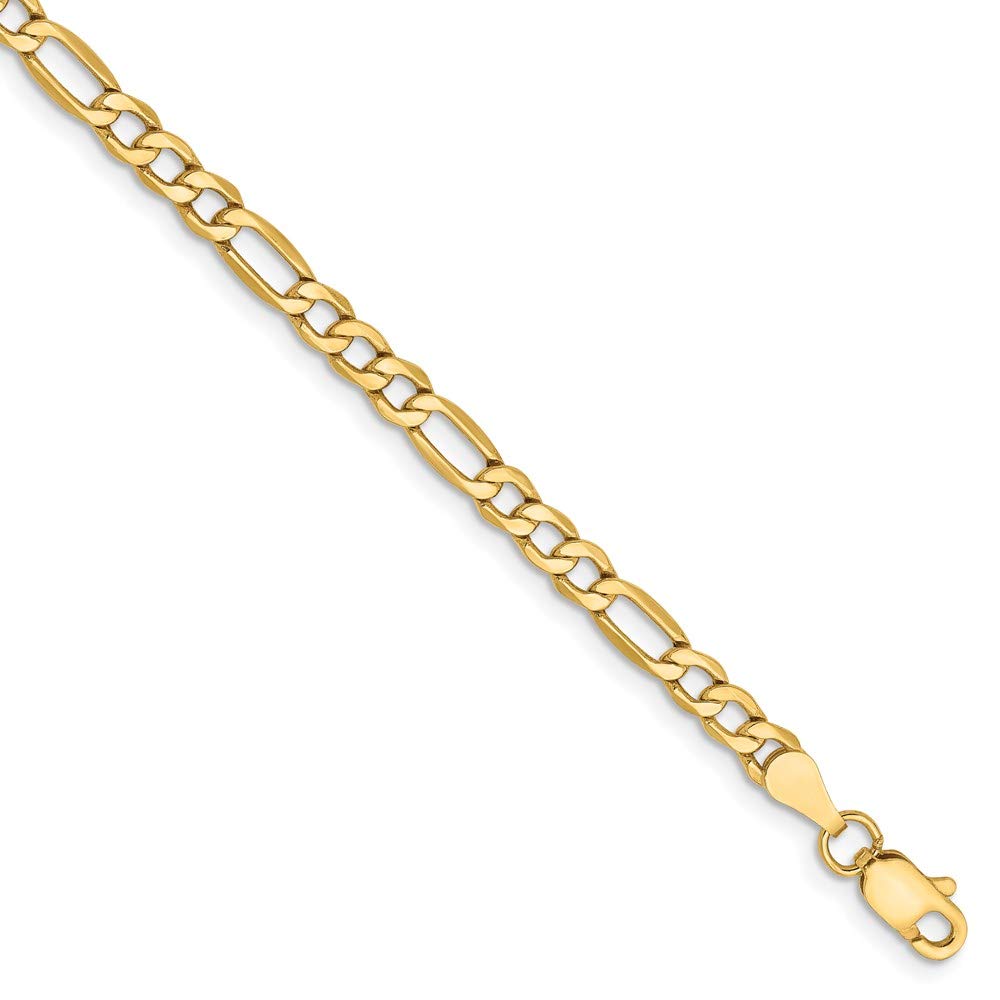 14K Yellow Gold Figaro Chain Necklace Bracelet Style 3.5mm - Perfect for Gifts, Layering & Everyday Elegance