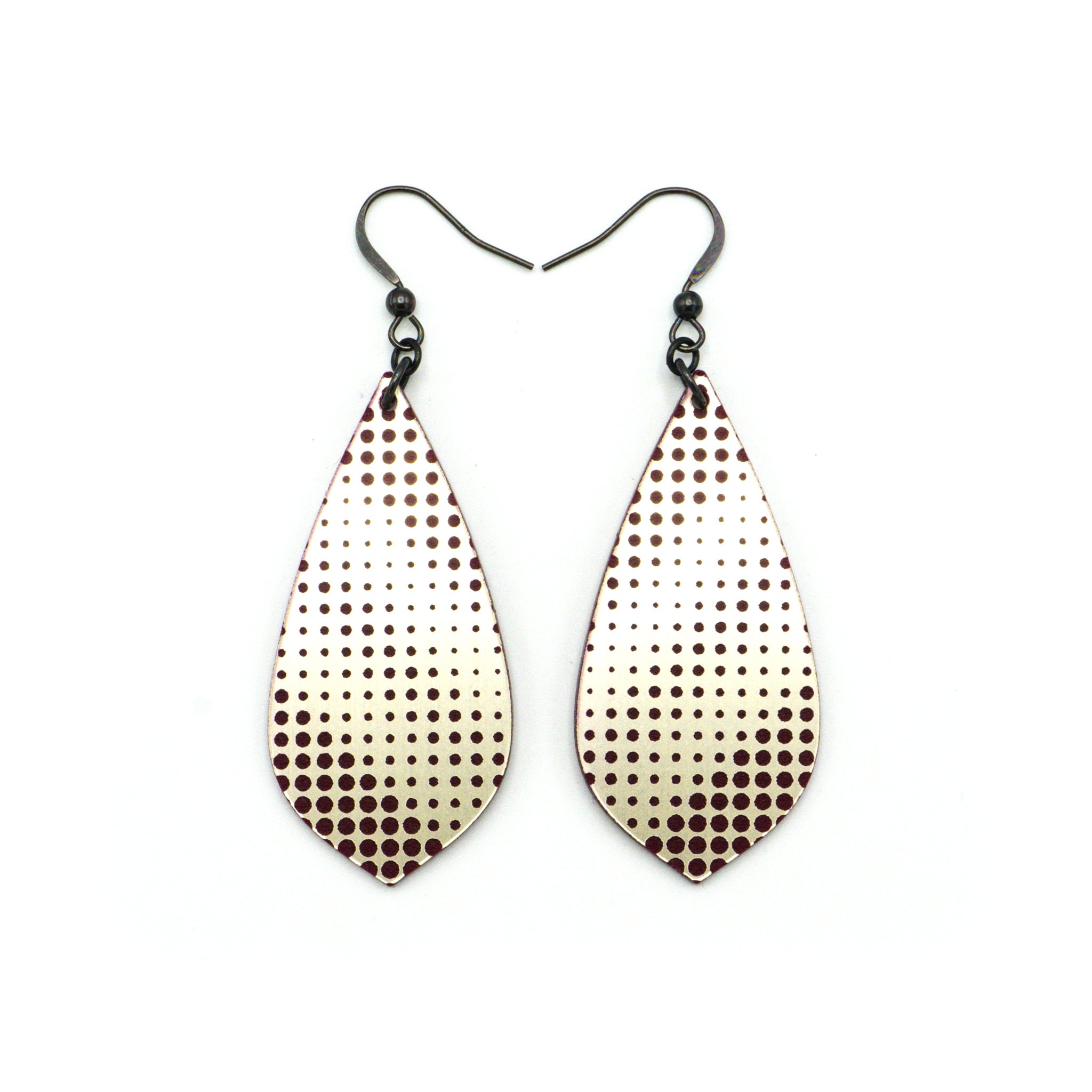 Gem Point [11] Acrylic Earrings in Brushed Nickel & Burgundy - Elegant Dangle Earrings for Women, Perfect for Parties, Weddings & Everyday Wear