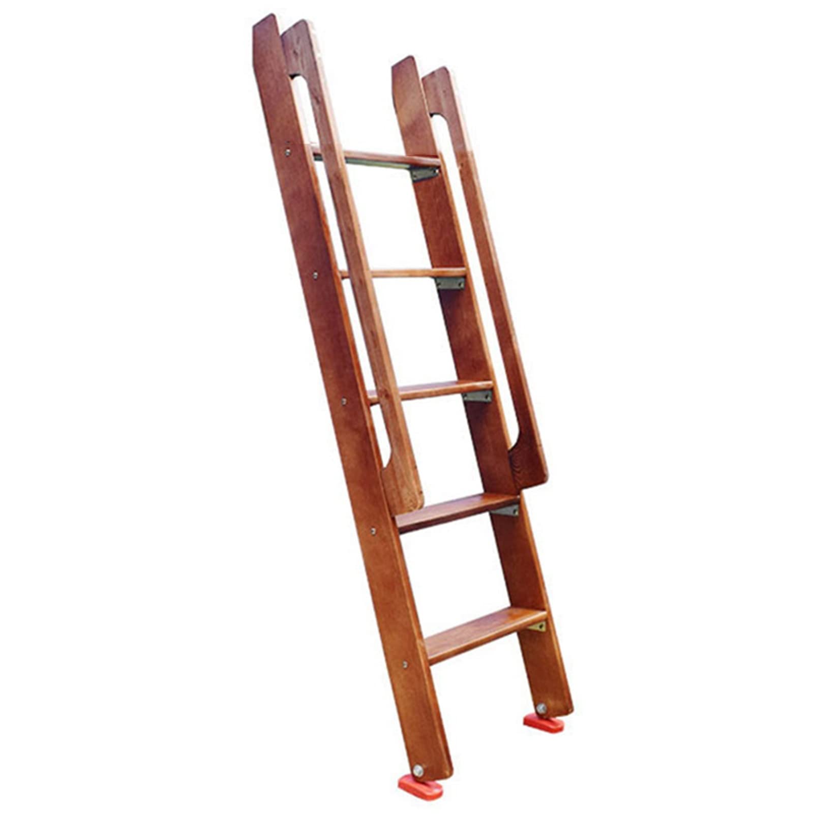4-Step & 5-Step Solid Wood Bunk Bed Ladder with Handrail - Heavy Duty Replacement Hook Ladder for Twin Loft Beds, RV, Home Bedroom & College Dorm - Brown (150cm/59
