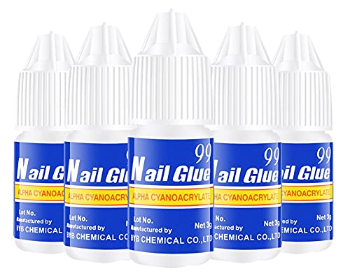 Professional Nail Glue for Fake & Artificial Nails - Long Lasting Adhesive for Salon & Home Use - Strong Nail Art Glue (5 Pack) - Perfect for Acrylics, Extensions & DIY Manicures