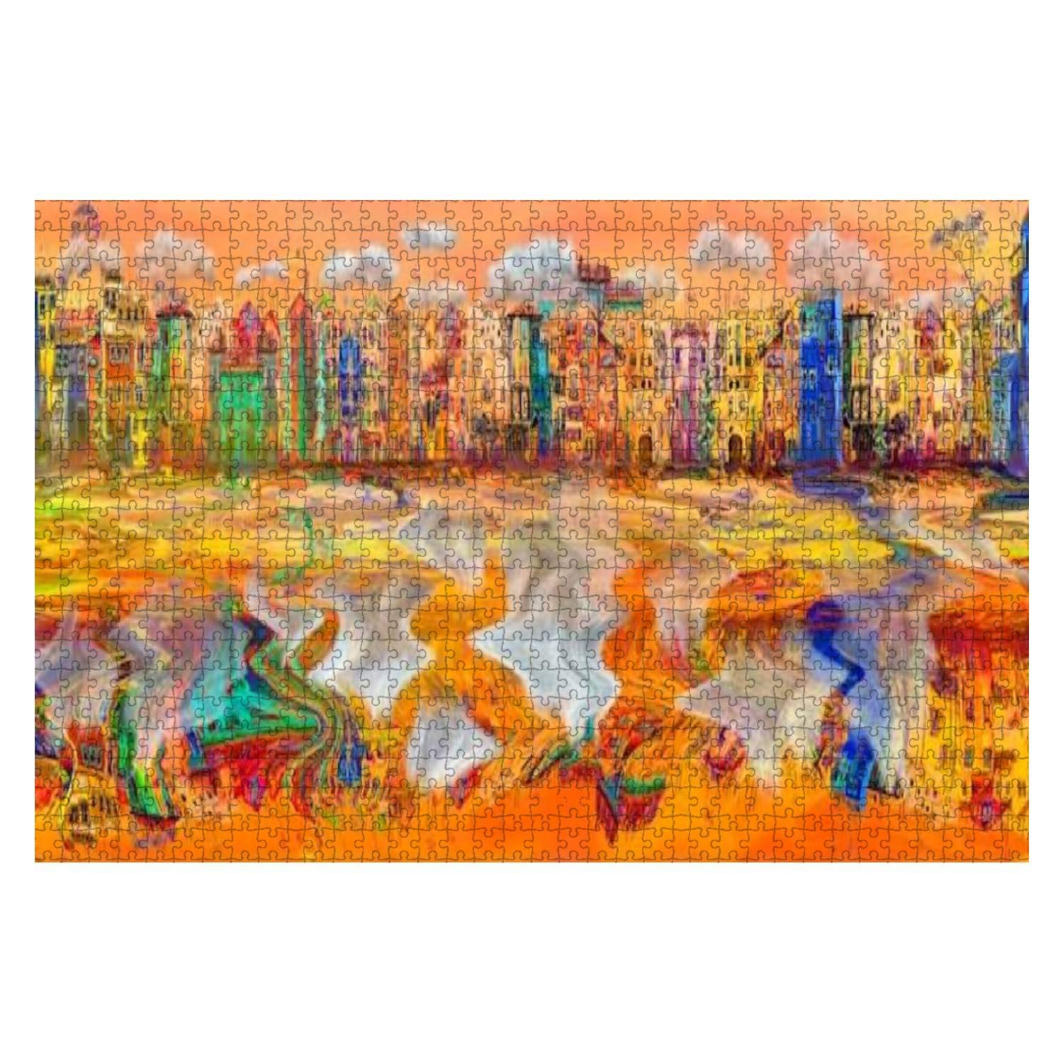 500-Piece Summer Street Panorama with Cloud Reflections - Large Wooden Jigsaw Puzzle for Adults & Kids | Educational Toy, Creative Game & Home Decor | Perfect for Family Bonding, Stress Relief & Living Room Decoration