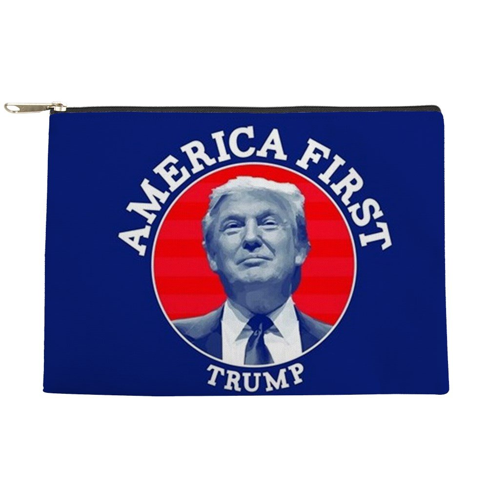 America First Trump Makeup Pouch & Toiletry Bag | Patriotic Cosmetic Organizer for Travel, Gym & Daily Use | CafePress
