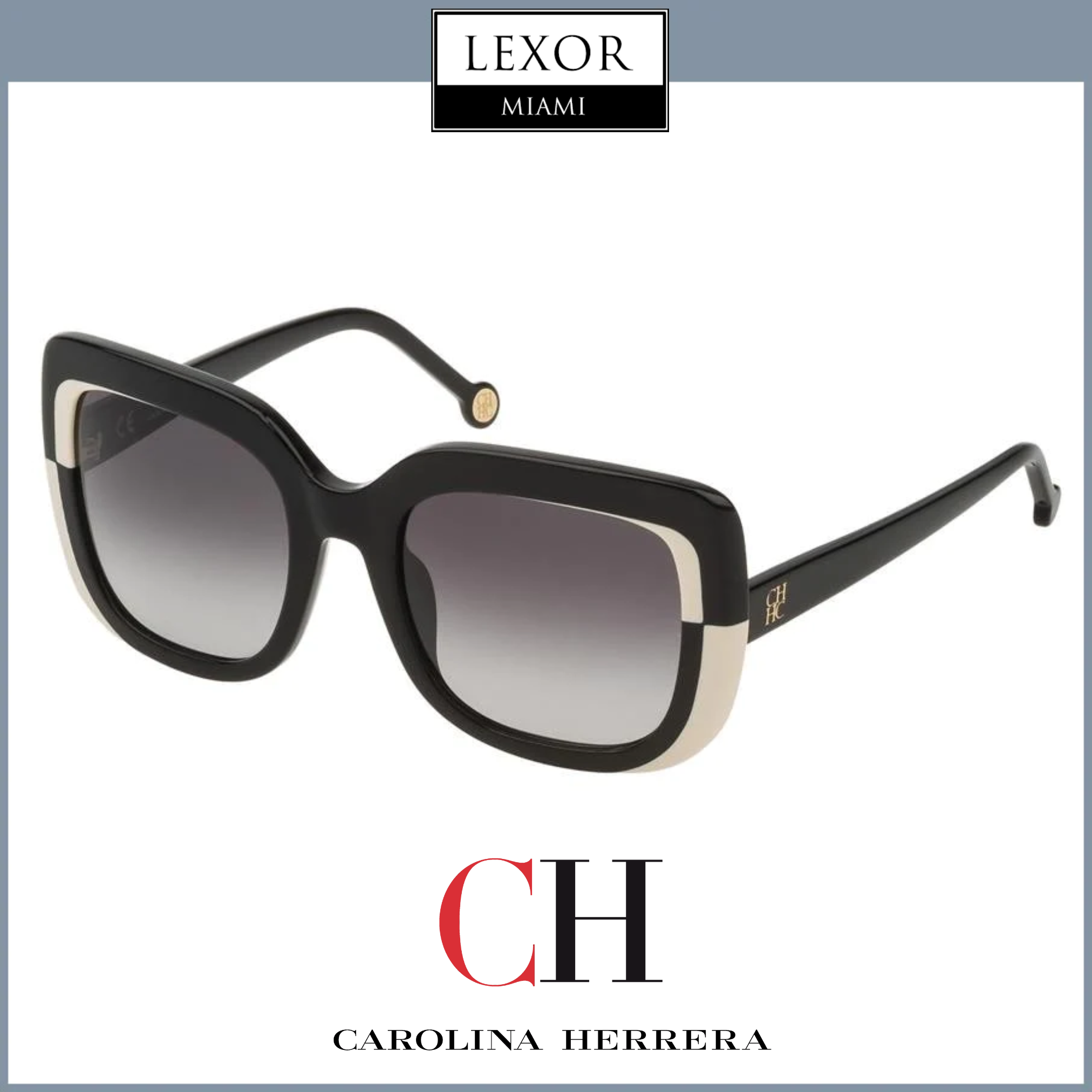 Carolina Herrera SHE786 700 53 Women's Fashion Sunglasses - UV Protection, Stylish & Lightweight for Outdoor Activities, Beach, Driving & Travel