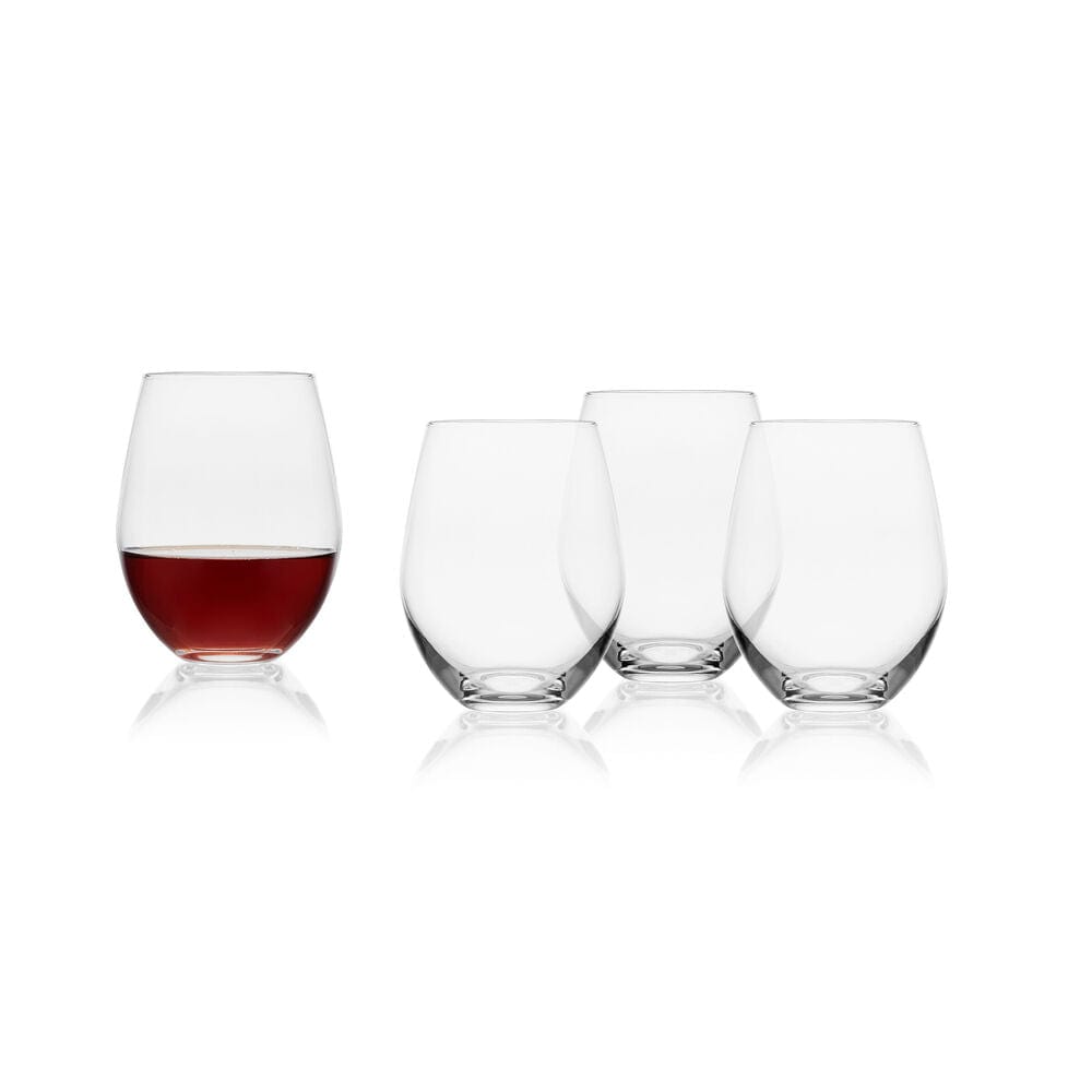 Premium Set of 4 Stemless Wine Glasses - Shatterproof & Dishwasher Safe - Perfect for Parties, Weddings & Home Entertaining