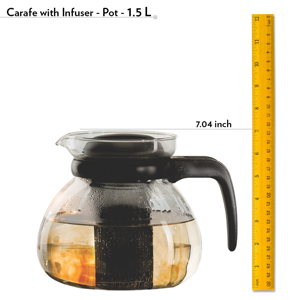 Premium Borosilicate Glass Carafe with Removable Infuser - Perfect for Brewing Tea, Coffee, and Fruit-Infused Water at Home or Office