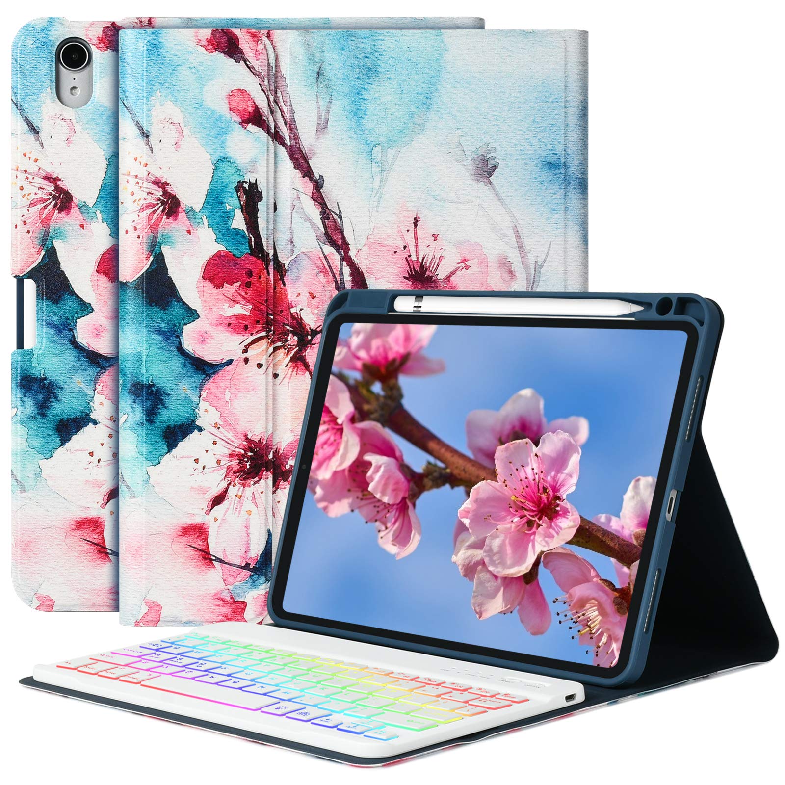 iPad Air 5th Generation Case with Backlit Bluetooth Keyboard - Compatible with iPad 10.9