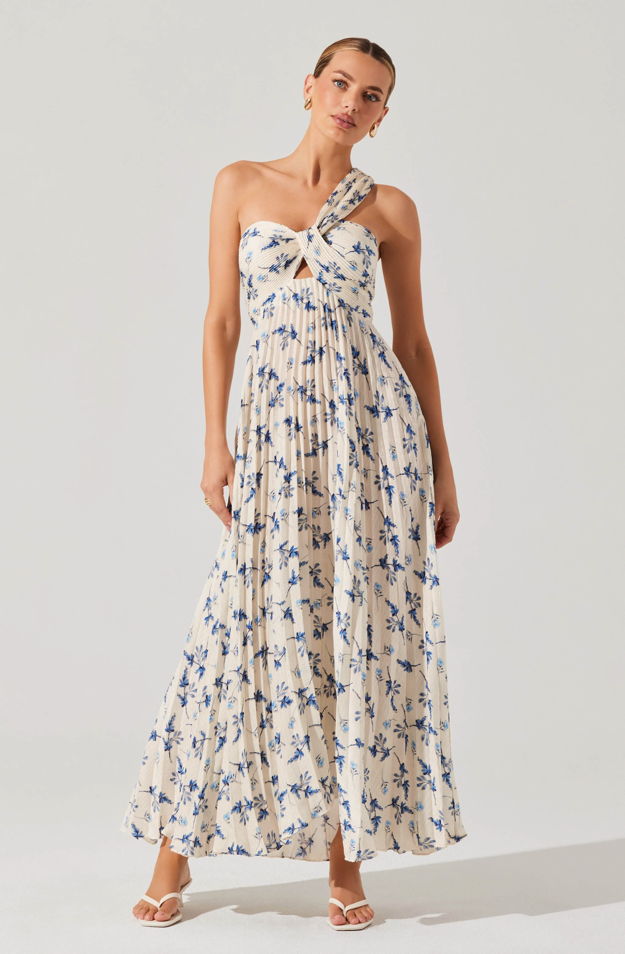 Rasya Pleated Floral Maxi Dress for Women - Elegant Summer Beach Wedding Party Dress with Flowy Skirt | Perfect for Vacation, Date Night & Special Occasions