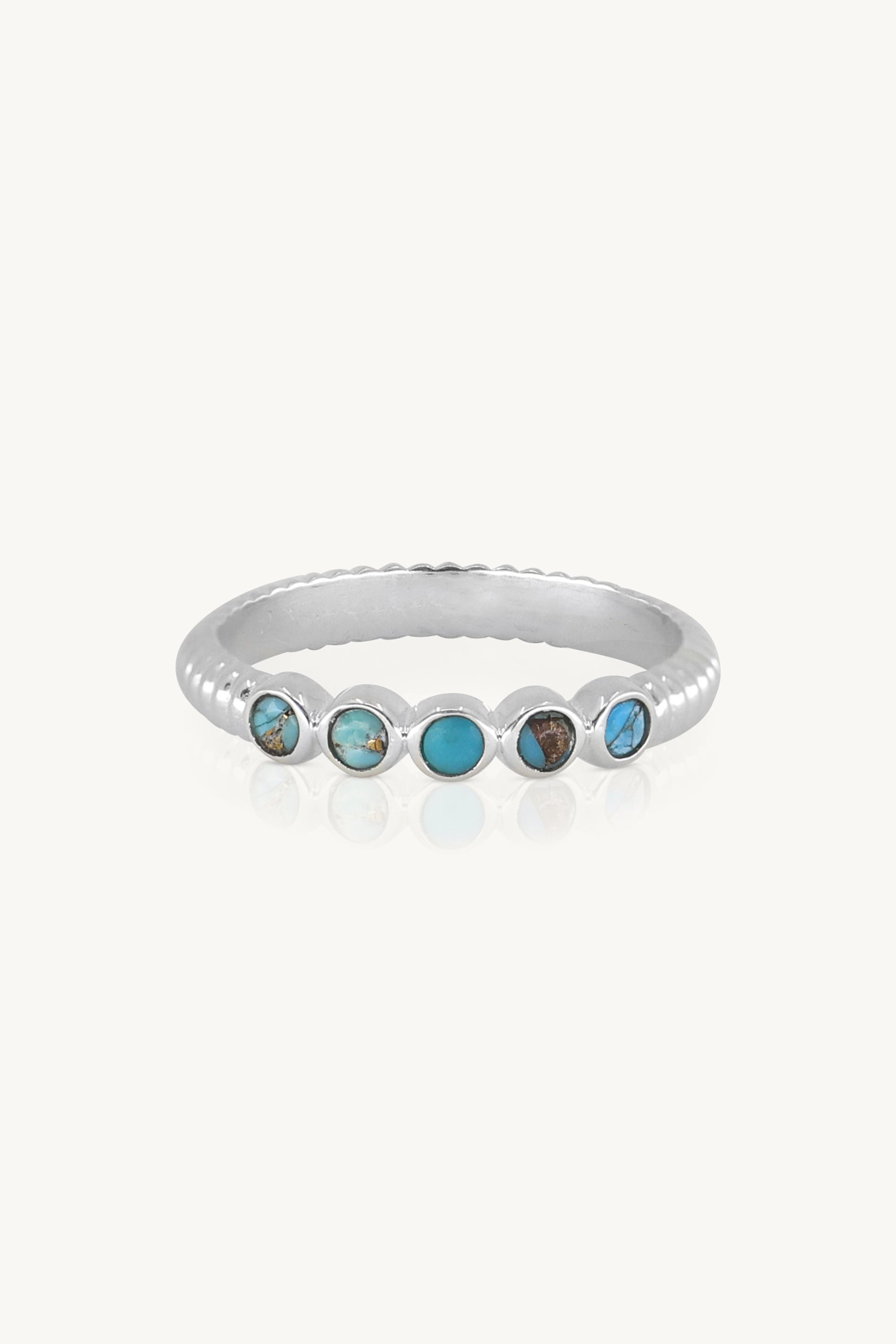 Turquoise Silver Stackable Rings Set - Handmade Boho Jewelry for Women - Perfect for Layering & Everyday Wear