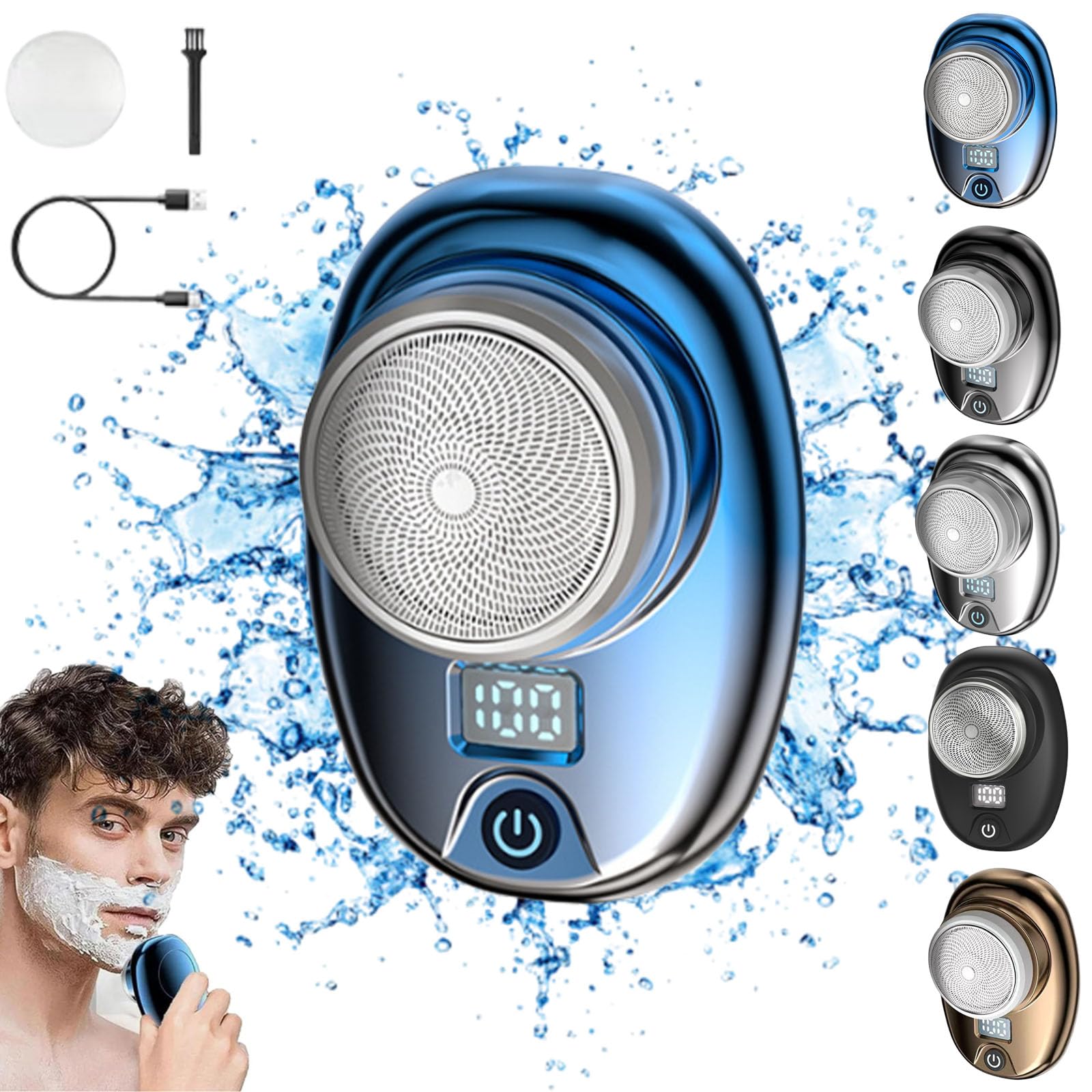 Pyrinov Mini Portable Electric Shaver - IPX7 Waterproof Wet/Dry Rechargeable Travel Razor for Men (Blue) | Perfect for Travel, Gym & Quick Grooming On-The-Go