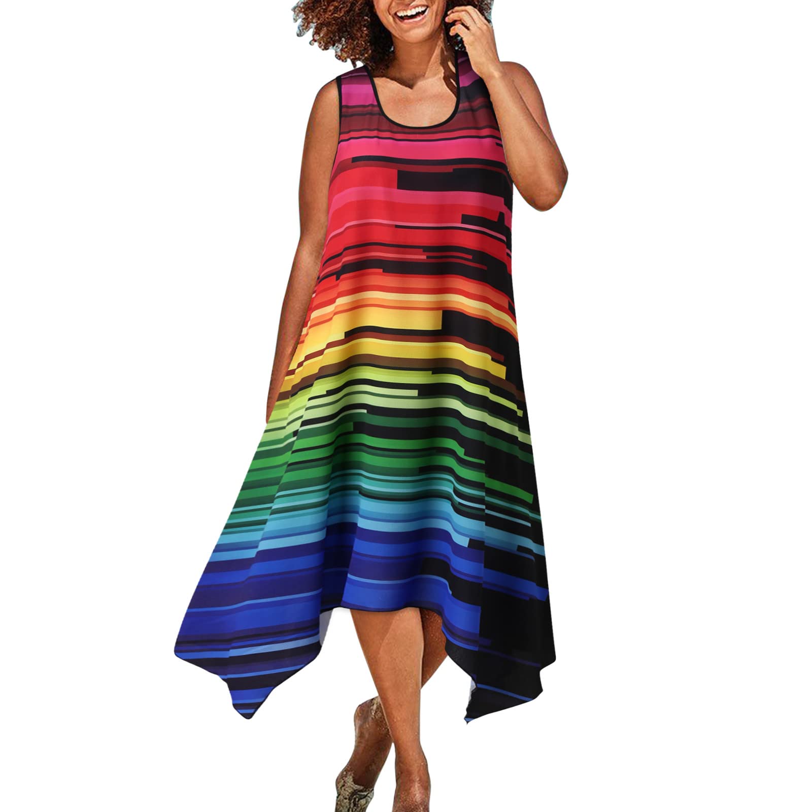 Stylish 2022 Vintage Bohemian Summer Dresses for Women - Loose Sleeveless Casual Sundress for Beach, Vacation & Daily Wear