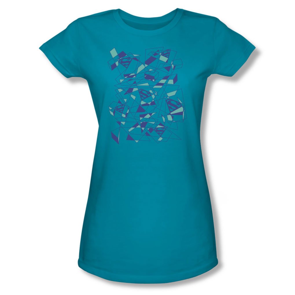 Superhero Women's Geo Scribbles Graphic Tee in Turquoise - Casual Wear for Comic Fans & Everyday Outfits