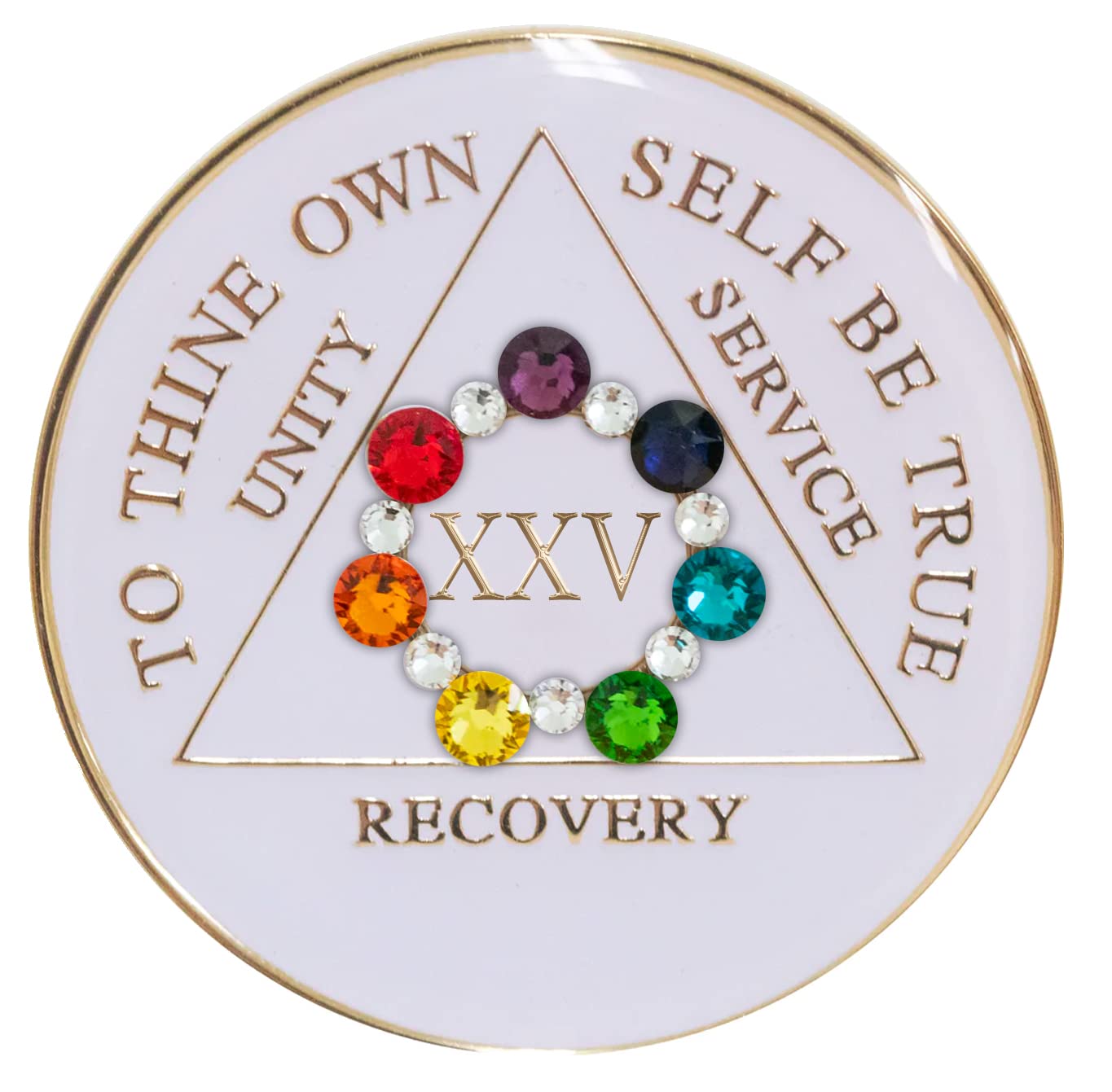 AA Chip | Sobriety Coin for Recovery | White Medallion with Chakra Circle Design - Perfect for 12-Step Meetings, Sobriety Milestones & Spiritual Healing Gifts