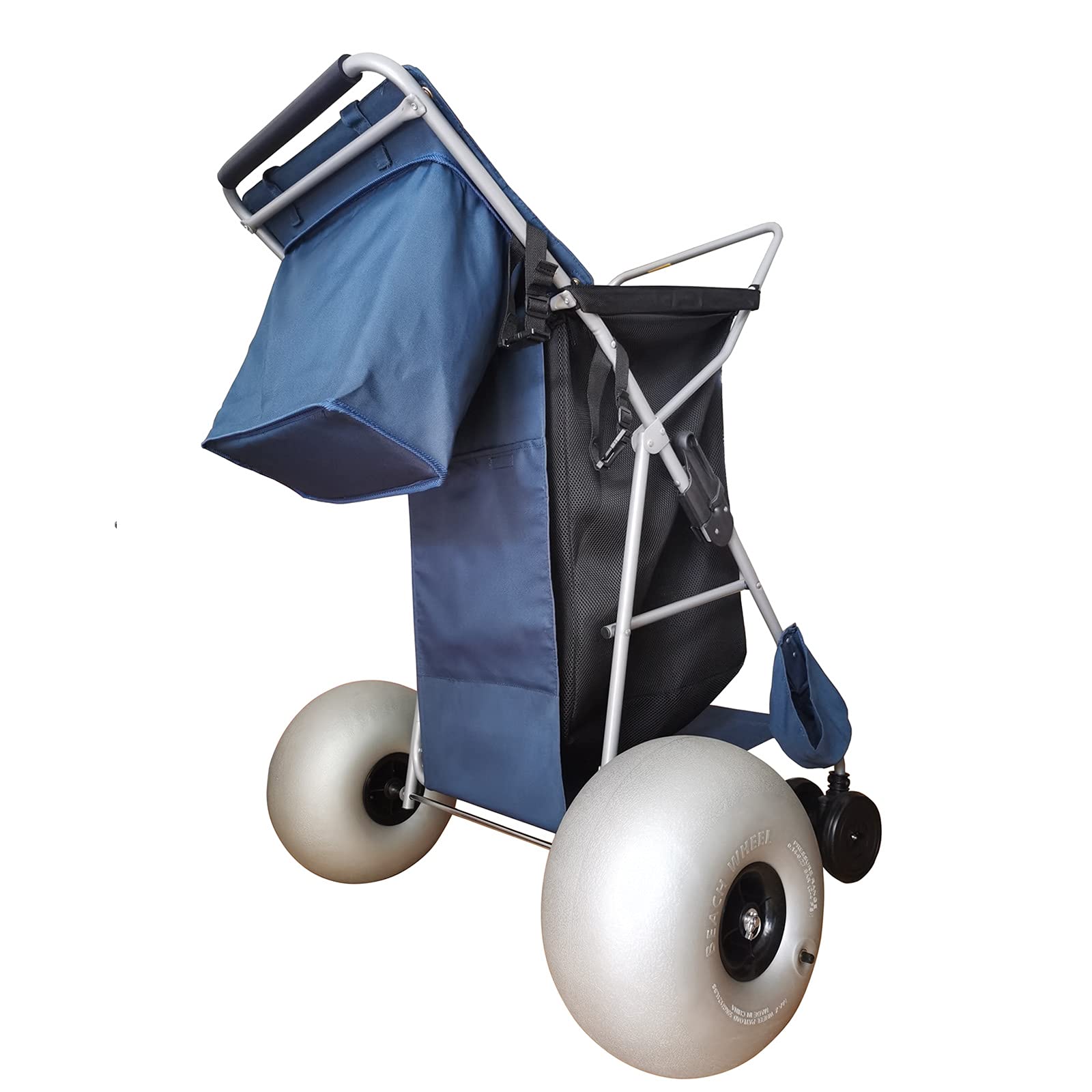 Best Heavy-Duty Beach Cart with 13'' Balloon Wheels - Holds 4 Folding Chairs (Includes Pump) | Collapsible Sand Buggy for Beach, Camping & Outdoor Adventures | Perfect for Sand, Parks & Picnics