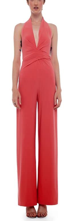 Norma Kamali Women's Halter Wrap Straight Leg Jumpsuit - Stylish One-Piece Outfit for Casual Wear, Summer Vacation & Beach Cover-Up