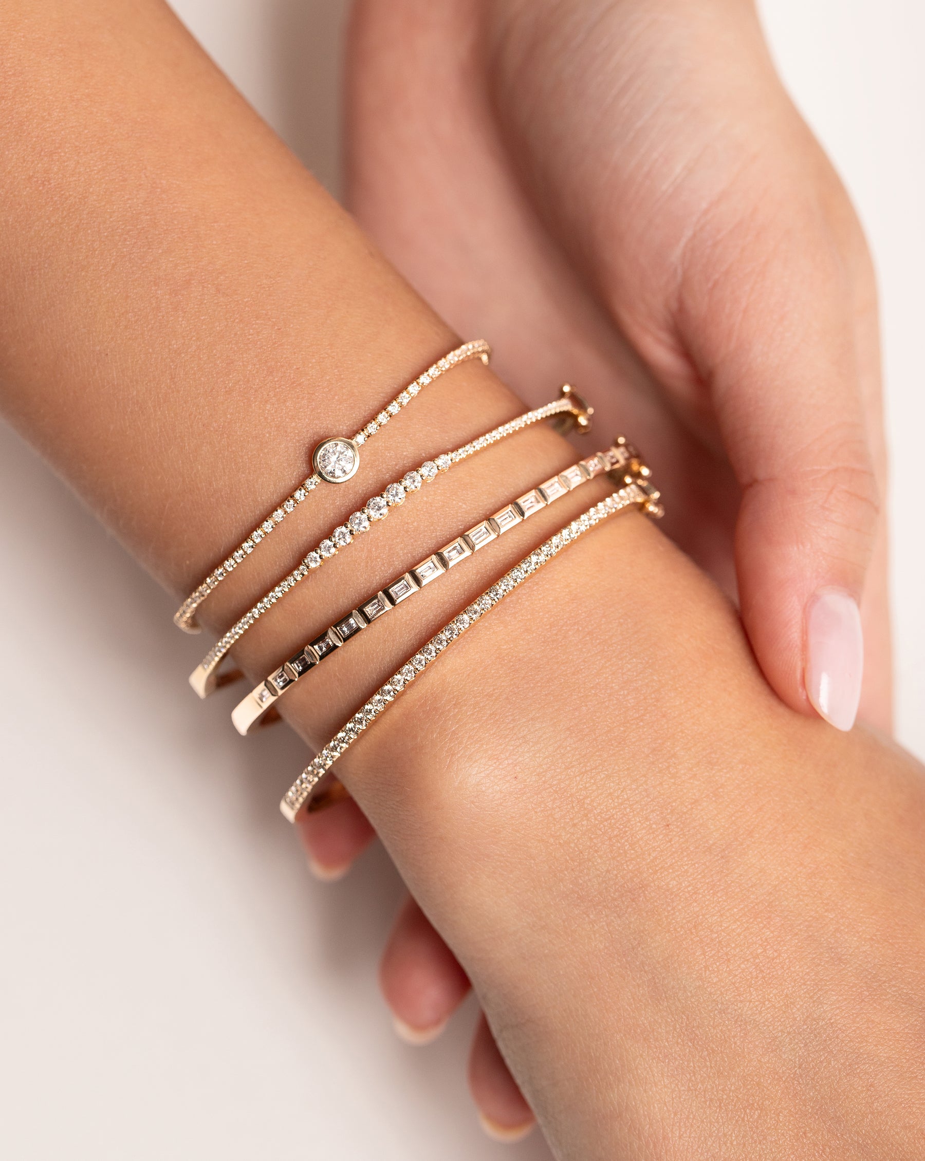 Elegant Classic Diamond Bangle Bracelet for Women - 18K Gold Plated Luxury Jewelry Gift for Anniversary, Wedding & Special Occasions