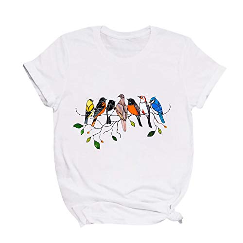 Women's Graphic Tees - Birds on Branch Tunic T-Shirt | Summer Casual Tops for Women | Perfect for Outings, Beach Trips & Everyday Wear