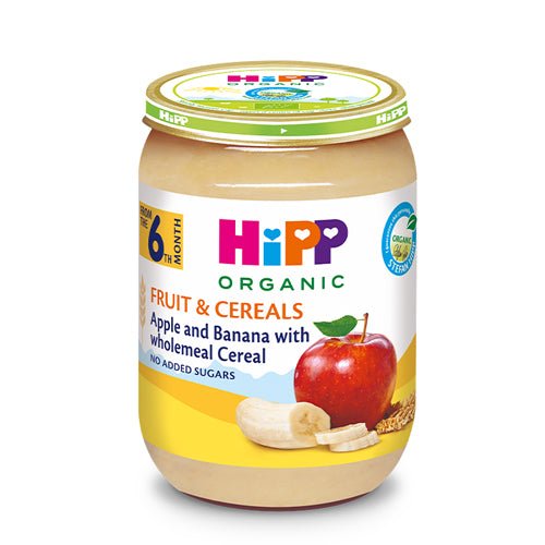 HiPP Organic Apple Banana Grain Puree 190g - Healthy Baby Food for 6+ Months - Perfect for On-the-Go Feeding & Travel Snacks