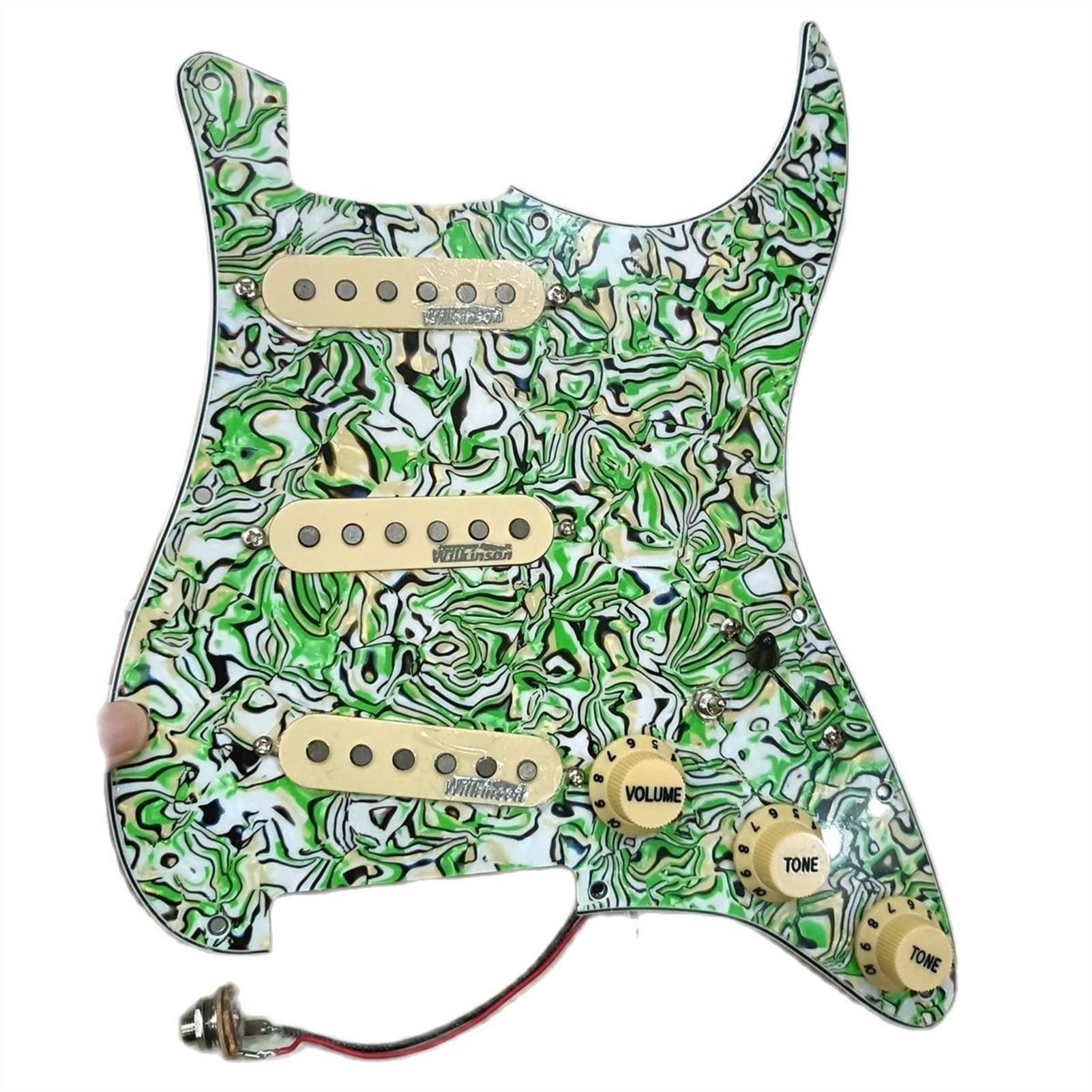 Prewired Pickup Set - 3-Layer Green Shell Pickguard with Yellow Single-Coil Pickup & Humbucker - 7-Way Wiring Harness for Single Cut Electric Guitar | Perfect for Blues, Rock & DIY Guitar Upgrades
