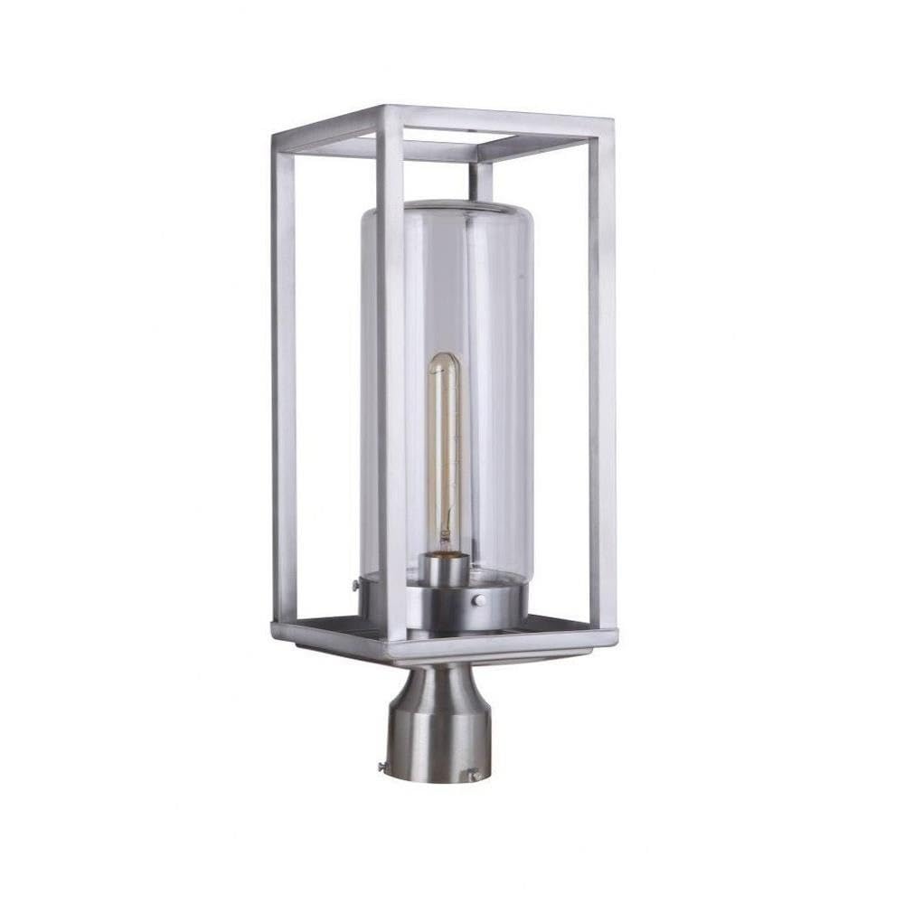 Craftmade ZA4825-SA Neo Outdoor Post Light - 1-Light 60W Satin Aluminum Exterior Lighting Fixture for Patio, Garden & Pathway Illumination
