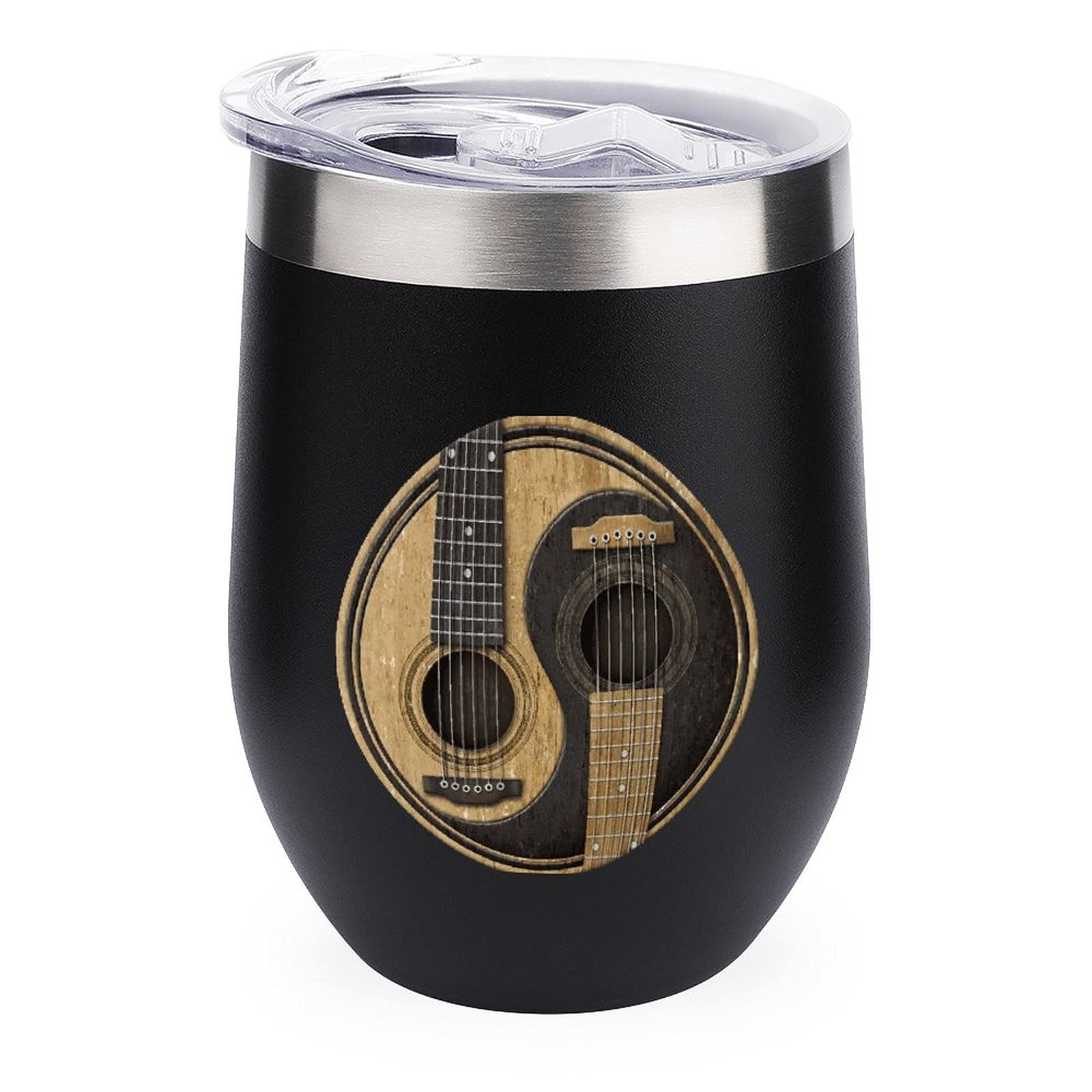 Yin Yang Vacuum Insulated Stainless Steel Wine Tumbler with Lid - Stemless Travel Mug for Coffee, Tea & Drinks - Perfect for Camping, Office & Outdoor Adventures