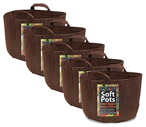 5 Gallon Fabric Grow Bags (5 Pack) - Thick Durable Soft Pots with Sewn Handles for Easy Transport - Ideal for Growing Tomatoes, Herbs & Vegetables - Perfect for Home Gardening, Urban Farming & Container Planting