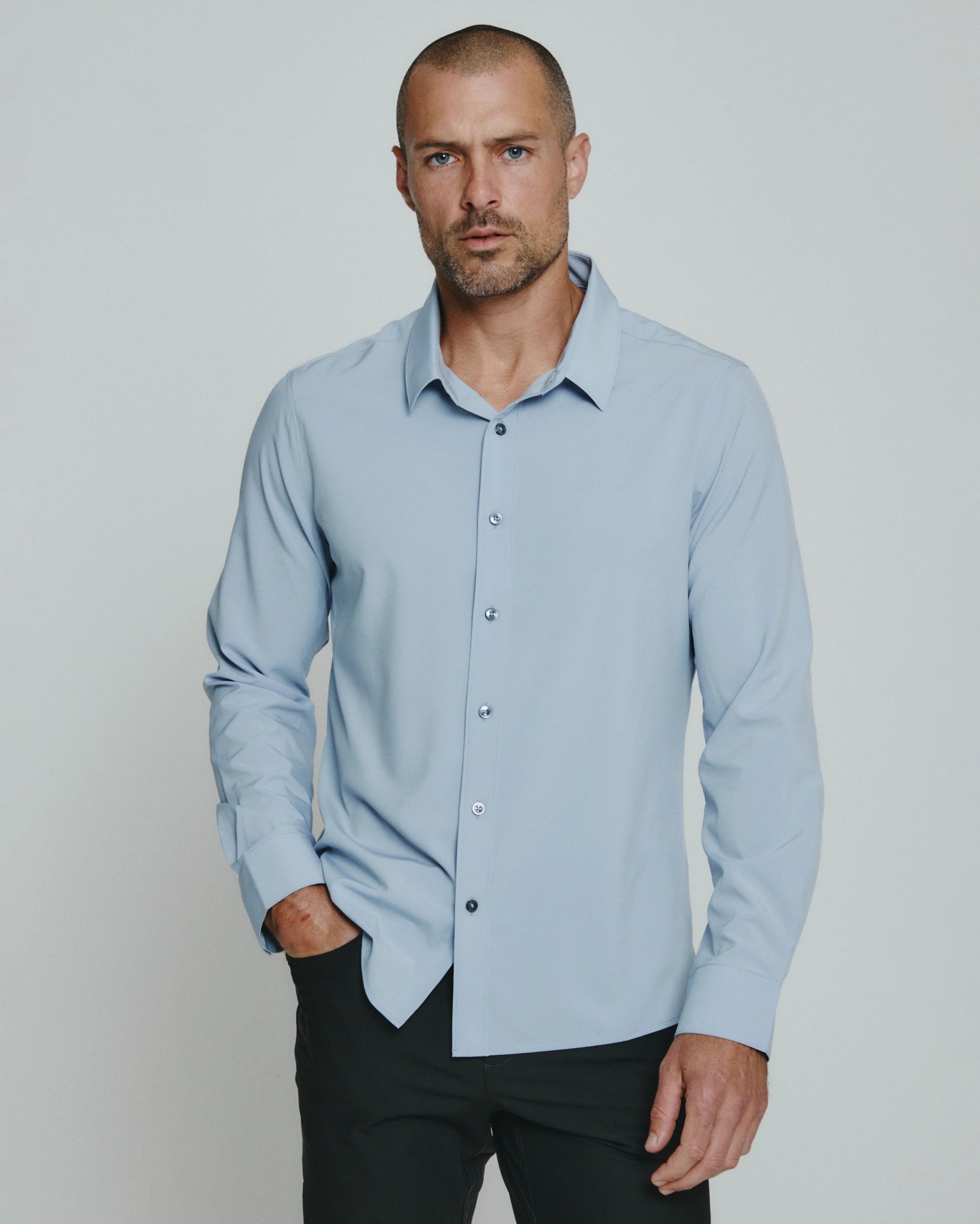 Liberty Long Sleeve Shirt for Men & Women | Comfortable Cotton Button-Down Top in Dusty Blue | Perfect for Office, Casual Wear & Outdoor Activities