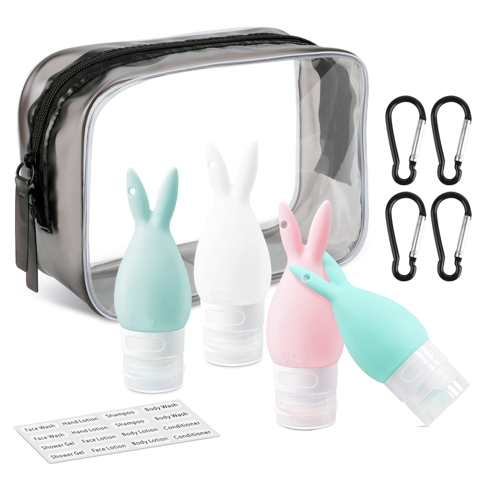 INSFIT 4-Pack TSA Approved Leak Proof Travel Bottles - BPA Free Refillable Toiletry Containers for Shampoo & Body Wash | Perfect for Air Travel, Gym, Camping & Vacation Essentials